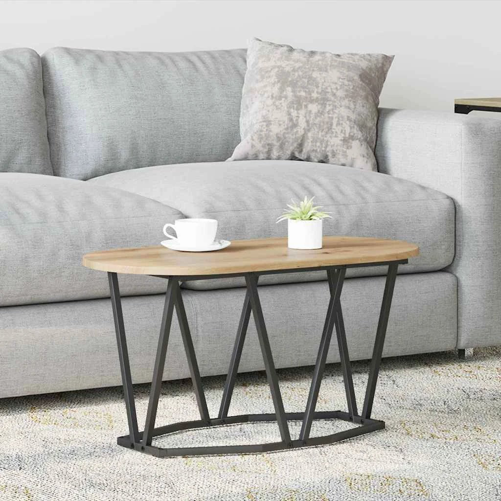 vidaXL vidaXL Coffee Table 80x40x40.5 cm Black Oak Finish with Geometric Metal Frame for Modern Living Rooms - Coffee Table
