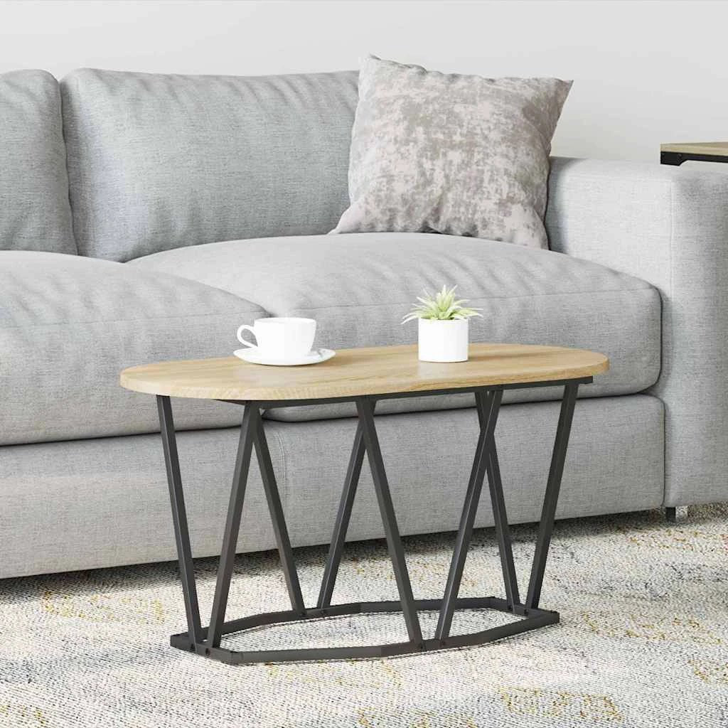 vidaXL vidaXL Coffee Table 80x40x40.5 cm Black Oak Finish with Geometric Metal Frame for Modern Living Rooms - Coffee Table