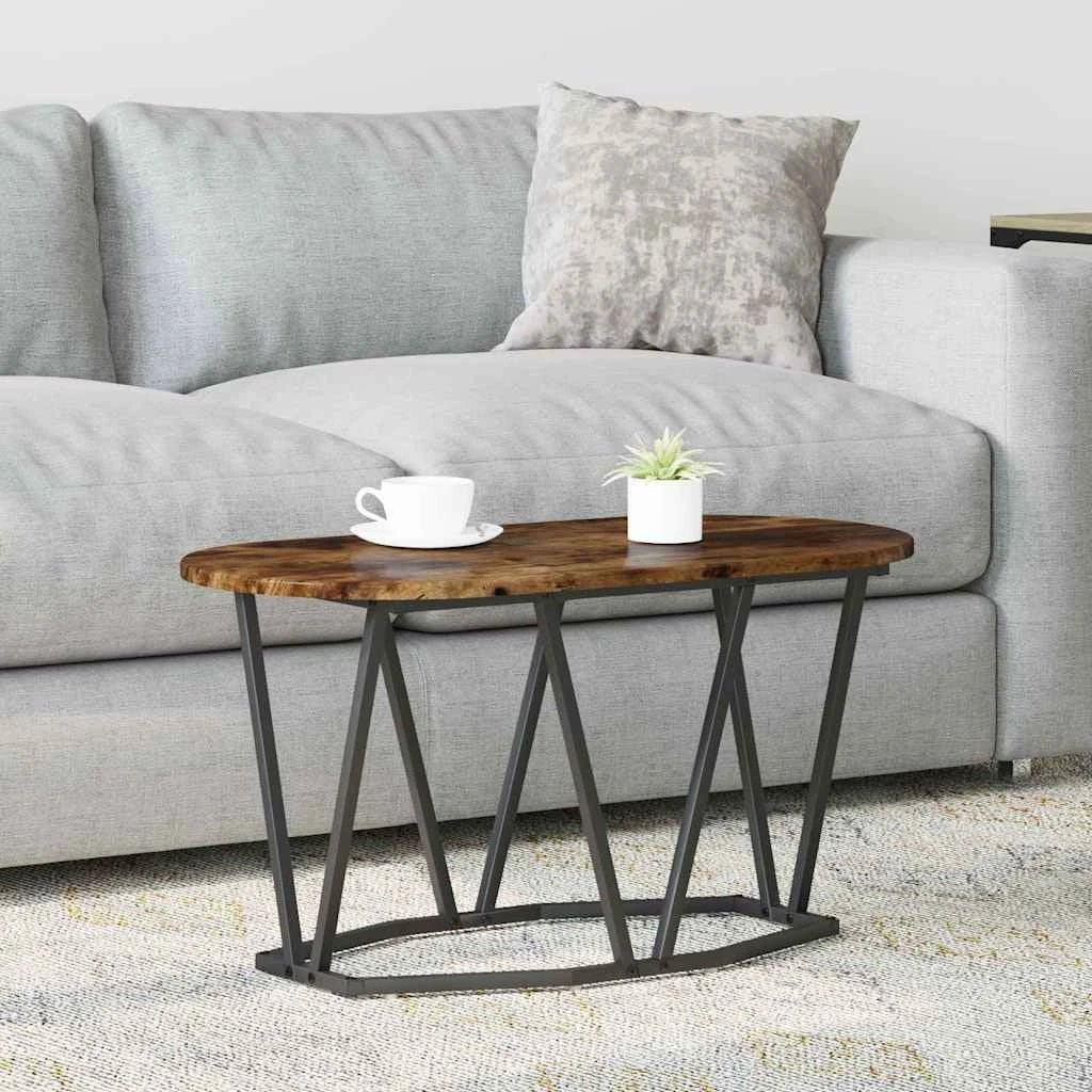 vidaXL vidaXL Coffee Table 80x40x40.5 cm Black Oak Finish with Geometric Metal Frame for Modern Living Rooms - Coffee Table
