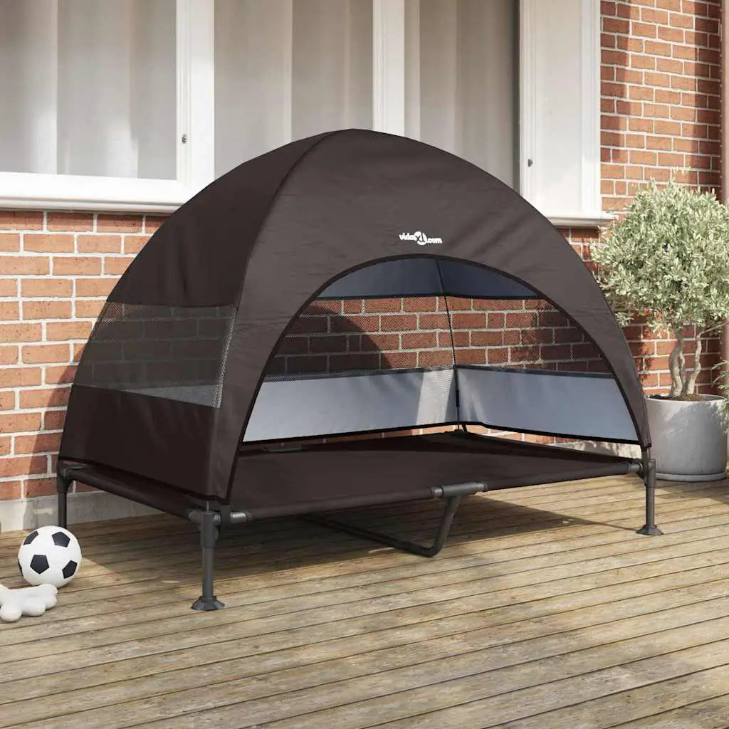 vidaXL Raised Dog Bed Light Grey 127 x 81 x 108 cm Fabric and Steel - from vidaXL