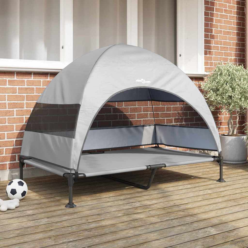 vidaXL Raised Dog Bed Light Grey 127 x 81 x 108 cm Fabric and Steel - from vidaXL