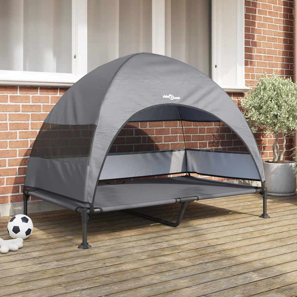 vidaXL Raised Dog Bed Light Grey 127 x 81 x 108 cm Fabric and Steel - from vidaXL