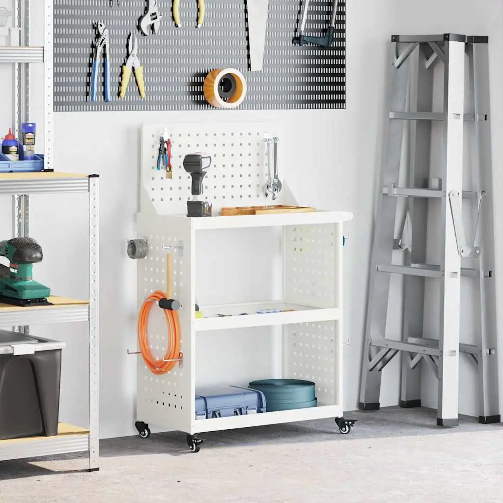 vidaXL Tool Trolley with Shelf Black 75 x 35 x 73 cm Cold-rolled Steel - from vidaXL
