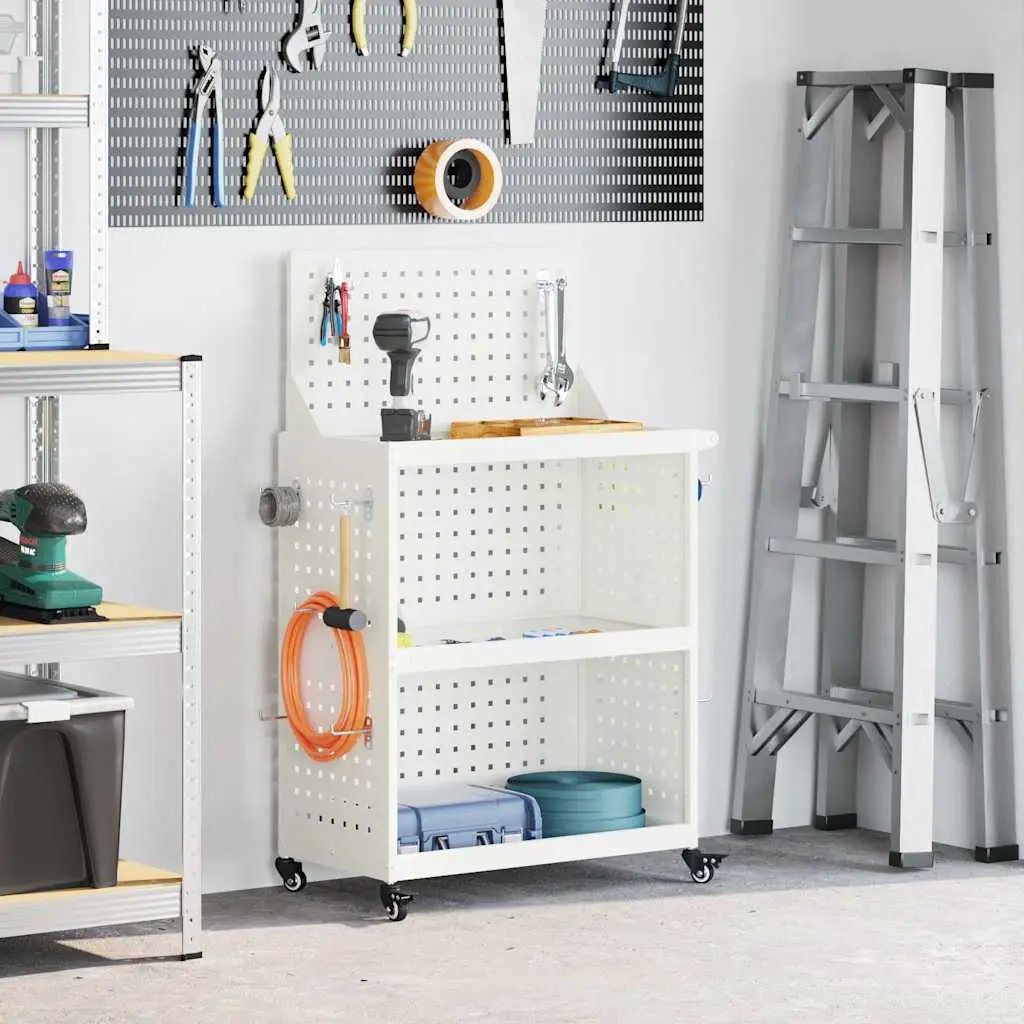 vidaXL Tool Trolley with Shelf Black 75 x 35 x 73 cm Cold-rolled Steel - from vidaXL