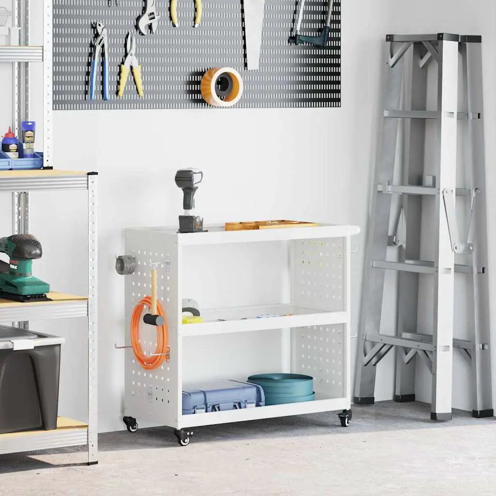 vidaXL Tool Trolley with Shelf Black 75 x 35 x 73 cm Cold-rolled Steel - from vidaXL