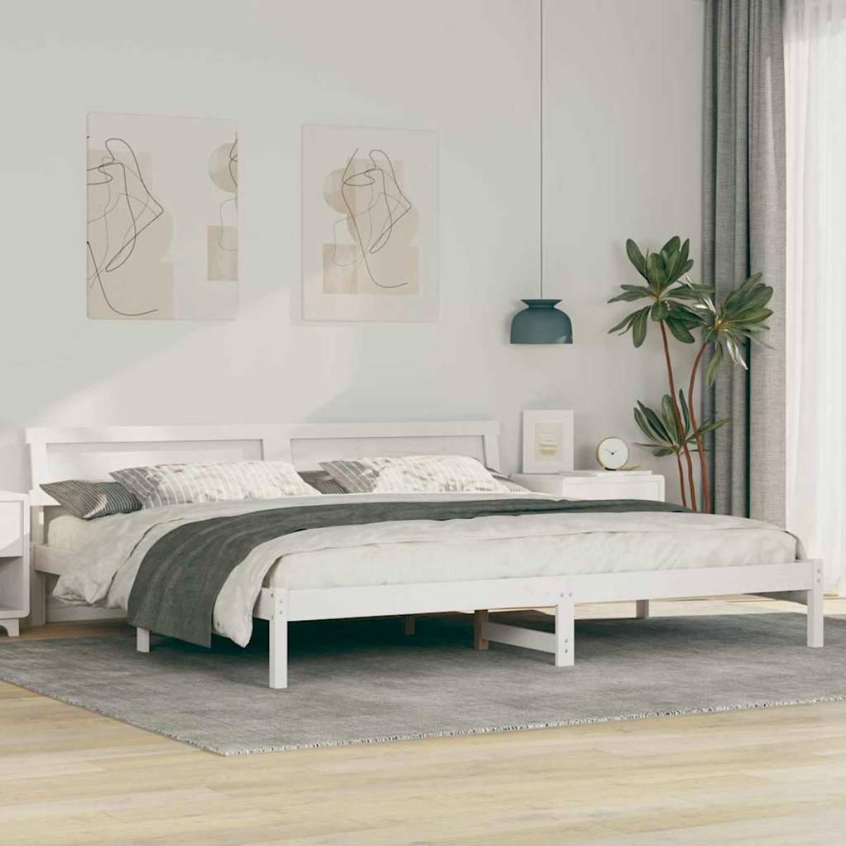 vidaXL Bed Frame with Headboard Brown 180 x 200 cm Solid Pine Wood - from vidaXL