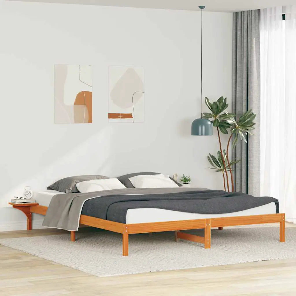 vidaXL Bed Frame with Side Tables Natural 80 x 210 cm Solid Pine Wood - from vidaXL