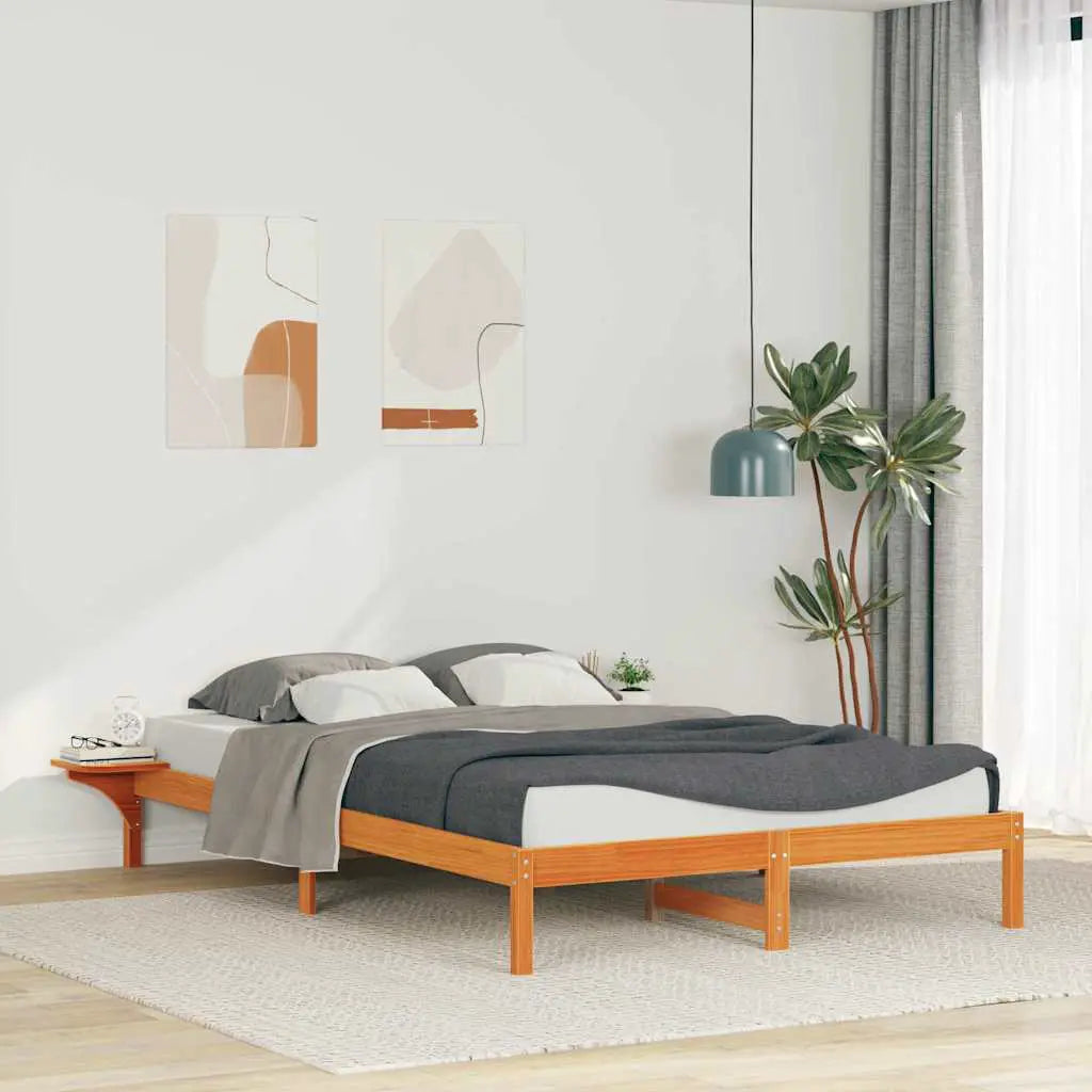 vidaXL Bed Frame with Side Tables Natural 80 x 210 cm Solid Pine Wood - from vidaXL