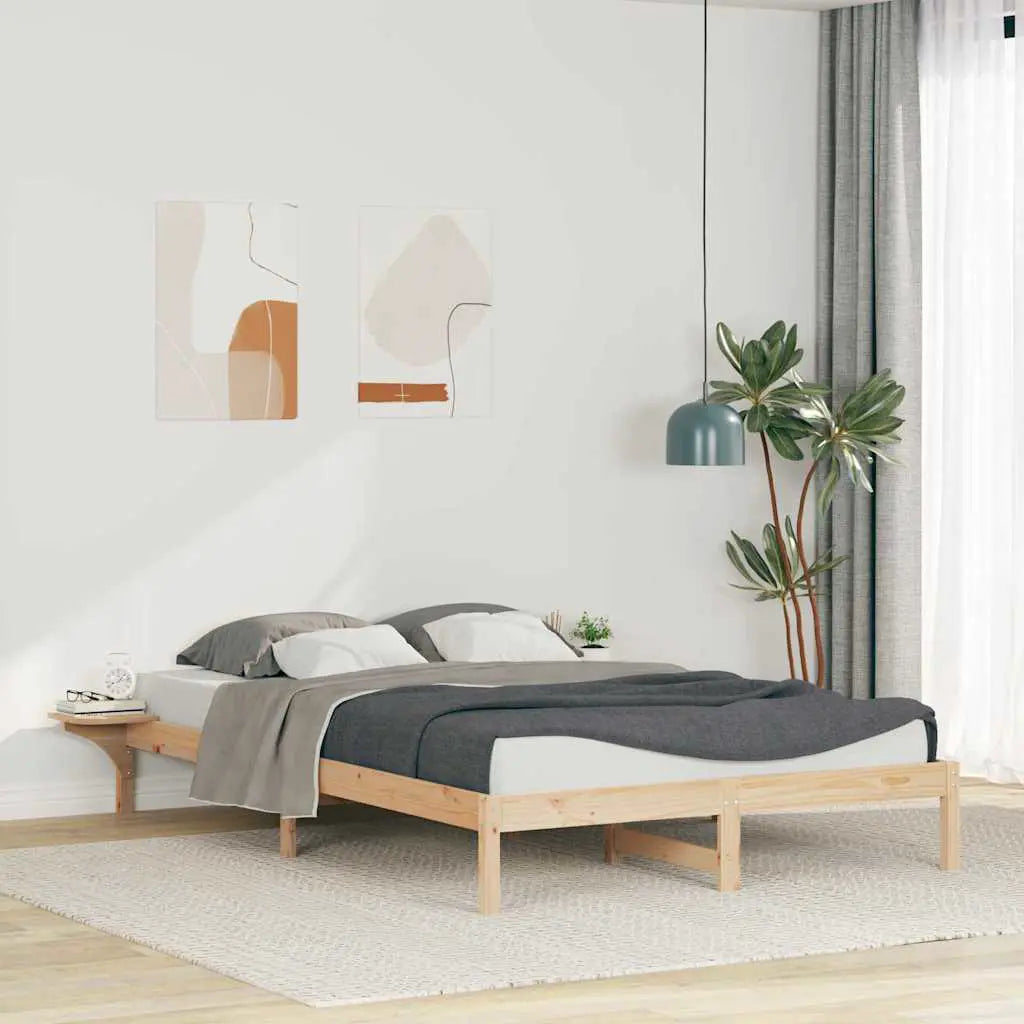 vidaXL Bed Frame with Side Tables Natural 80 x 210 cm Solid Pine Wood - from vidaXL