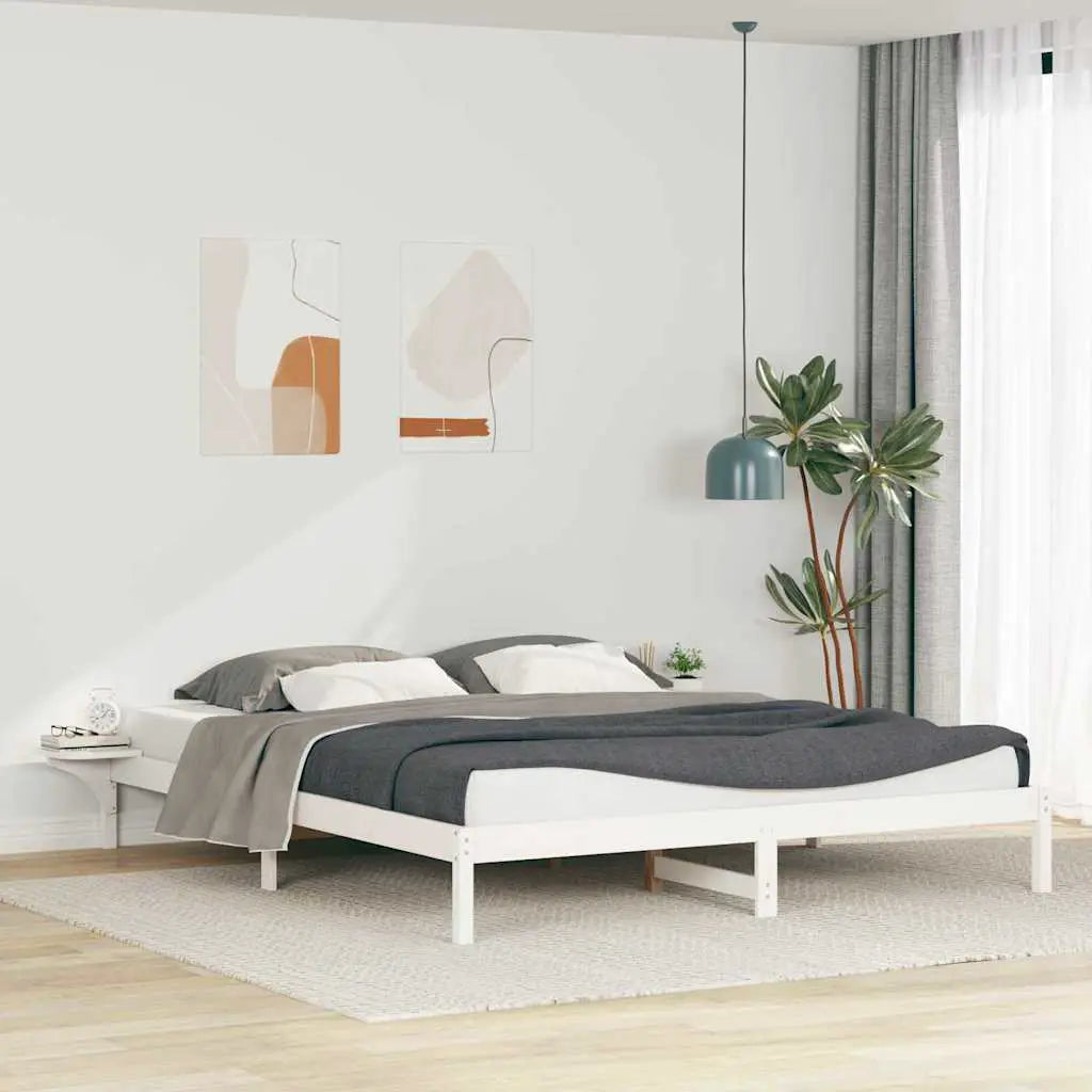 vidaXL Bed Frame with Side Tables Natural 80 x 210 cm Solid Pine Wood - from vidaXL