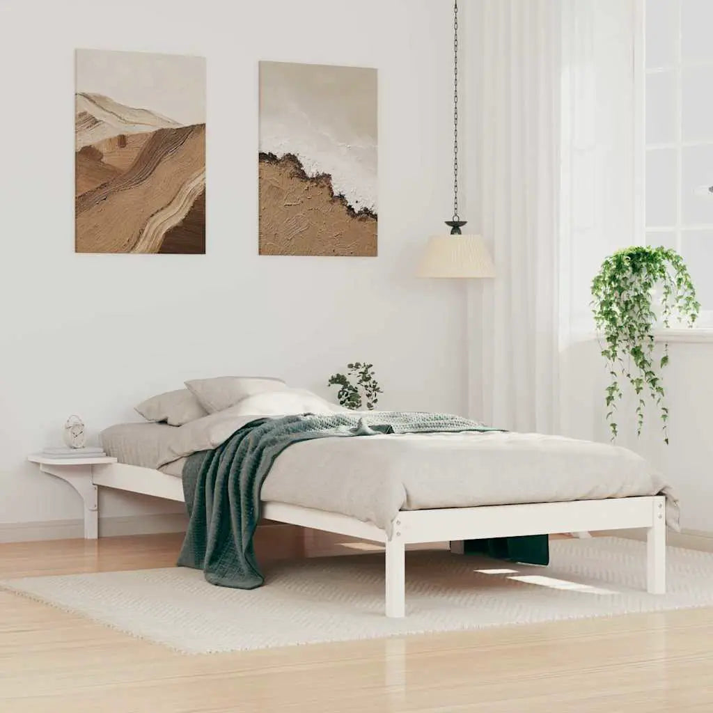 vidaXL Bed Frame with Side Tables Natural 80 x 210 cm Solid Pine Wood - from vidaXL