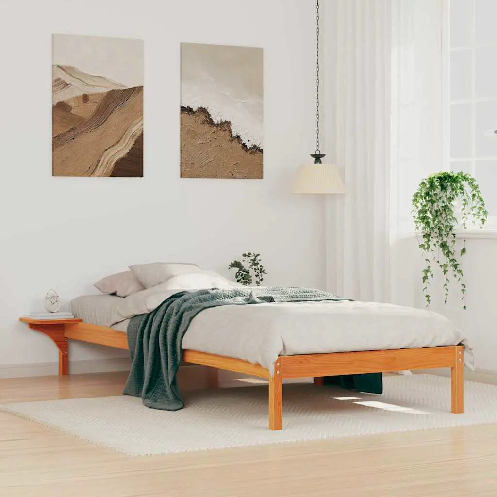 vidaXL Bed Frame with Side Tables Natural 80 x 210 cm Solid Pine Wood - from vidaXL