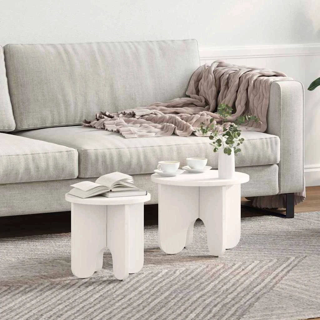 VidaXL Round Coffee Table 2Pcs Natural Pine Home by vidaXL