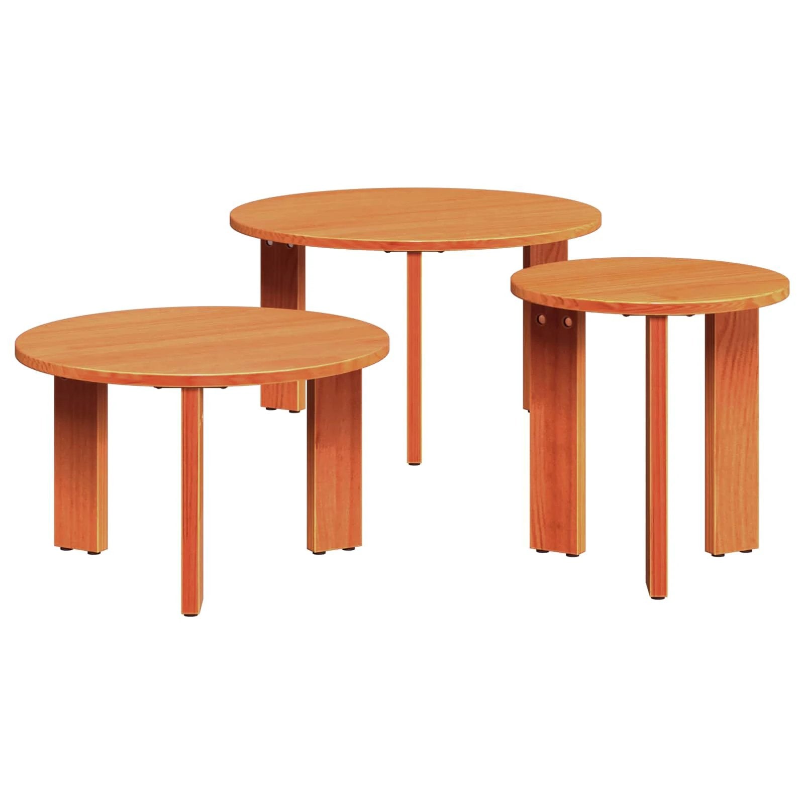 vidaXL 3 Piece Solid Pine Coffee Tables Set Home by vidaXL