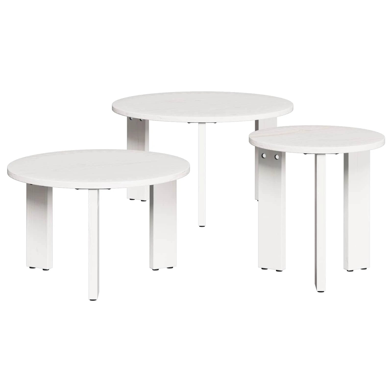 vidaXL vidaXL 3 Piece Solid Pine Coffee Tables Set Home - Coffee Table