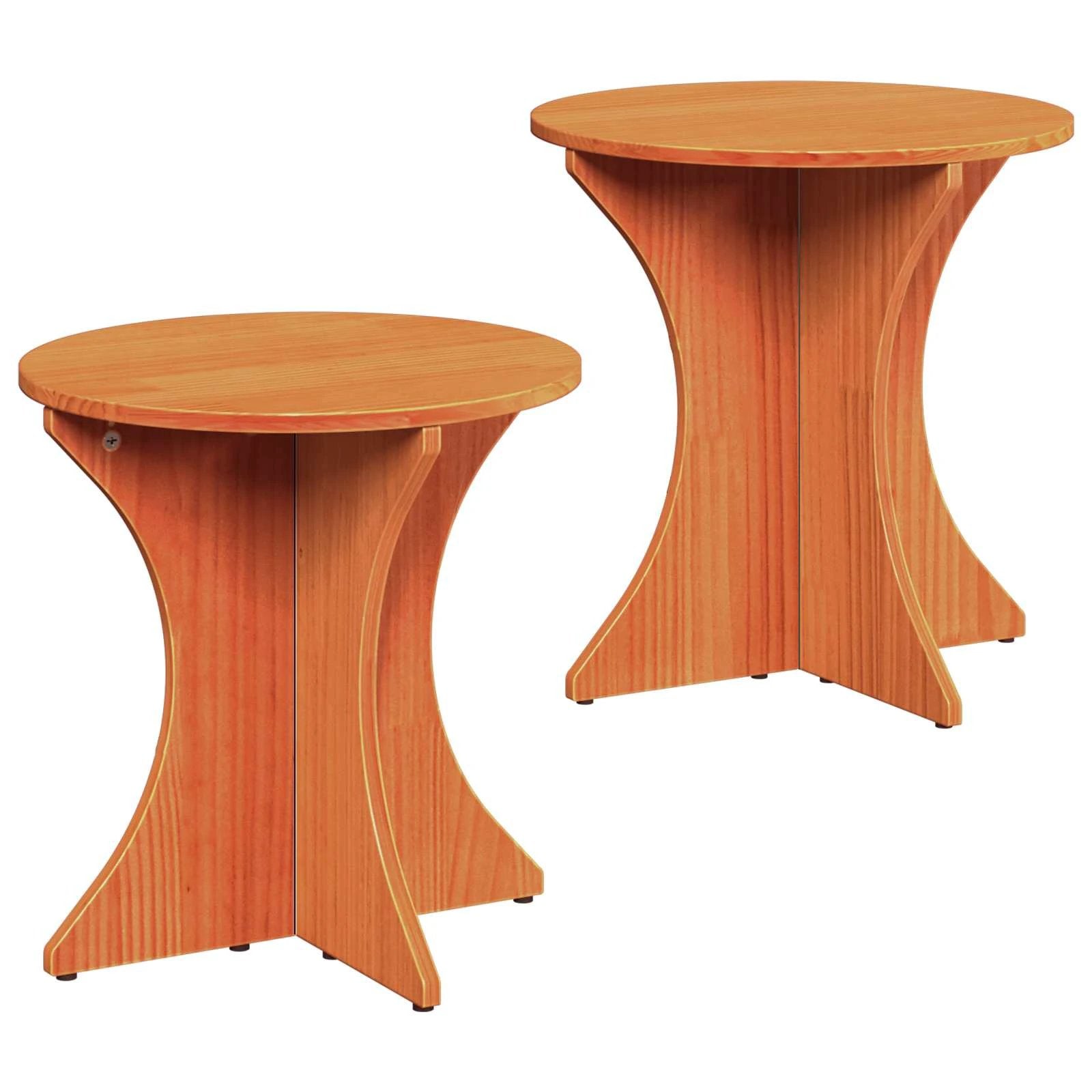 VidaXL Round Pine Coffee Tables Set Dual Height by vidaXL