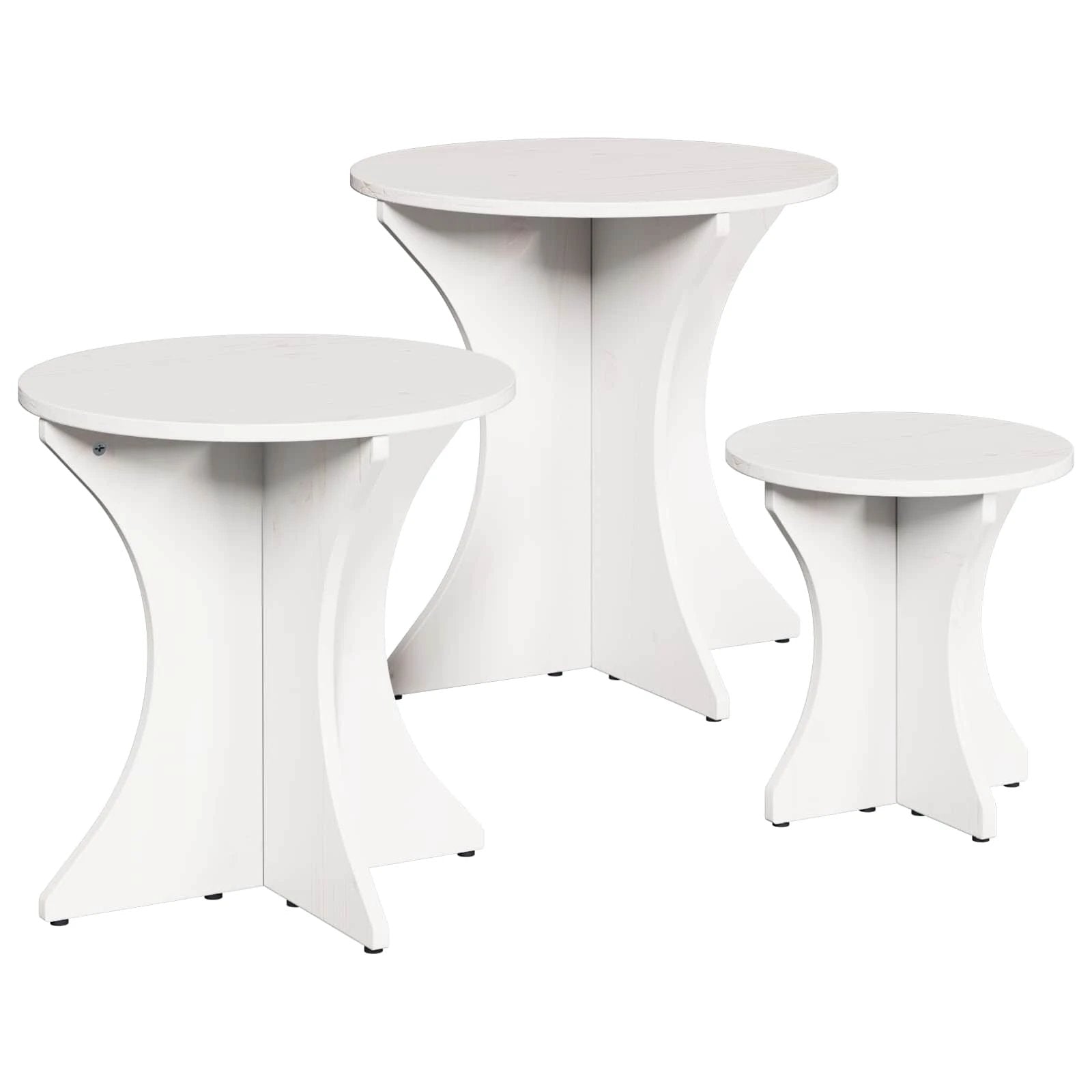 vidaXL VidaXL Nesting Coffee Tables Round Natural Wood - Coffee Table