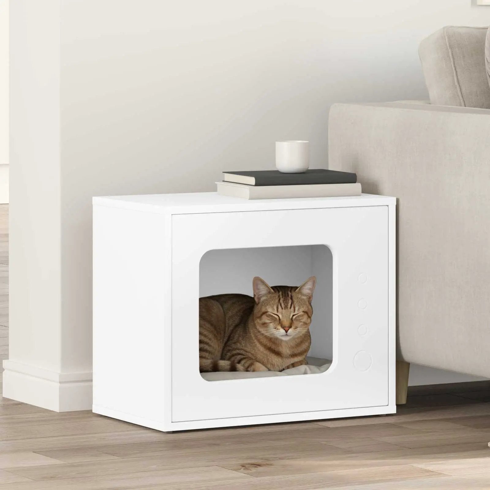 vidaXL vidaXL Cat House White 51 x 30 x 42 cm Engineered Wood - Cat House