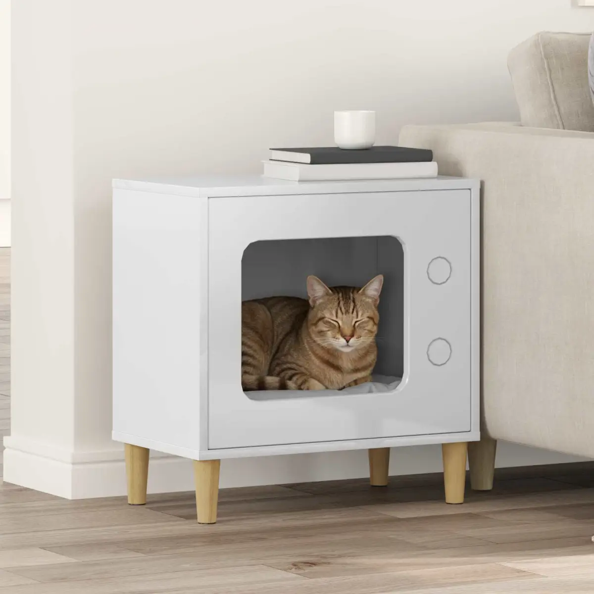 vidaXL vidaXL Cat House White 51 x 30 x 52 cm Engineered Wood - Cat House