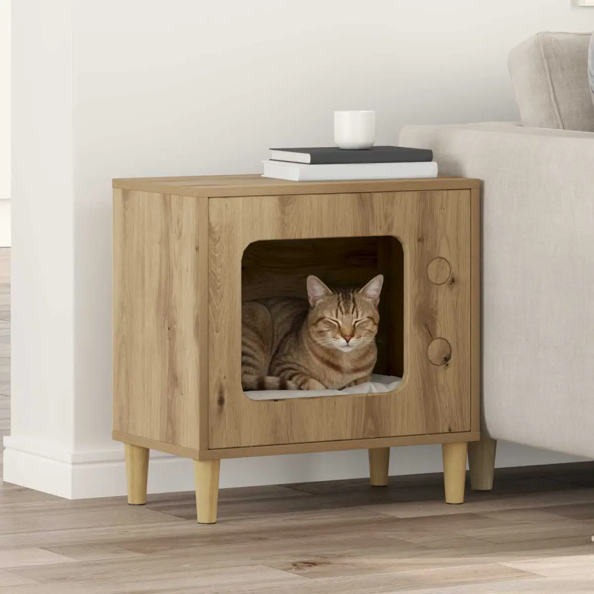 vidaXL vidaXL Cat House White 51 x 30 x 52 cm Engineered Wood - Cat House