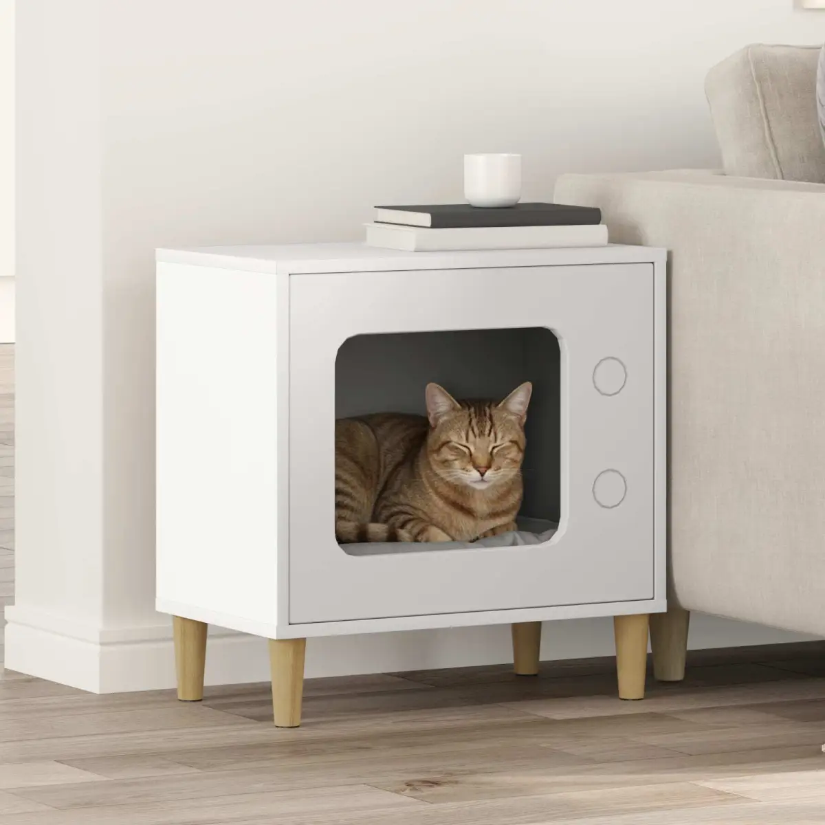 vidaXL vidaXL Cat House White 51 x 30 x 52 cm Engineered Wood - Cat House