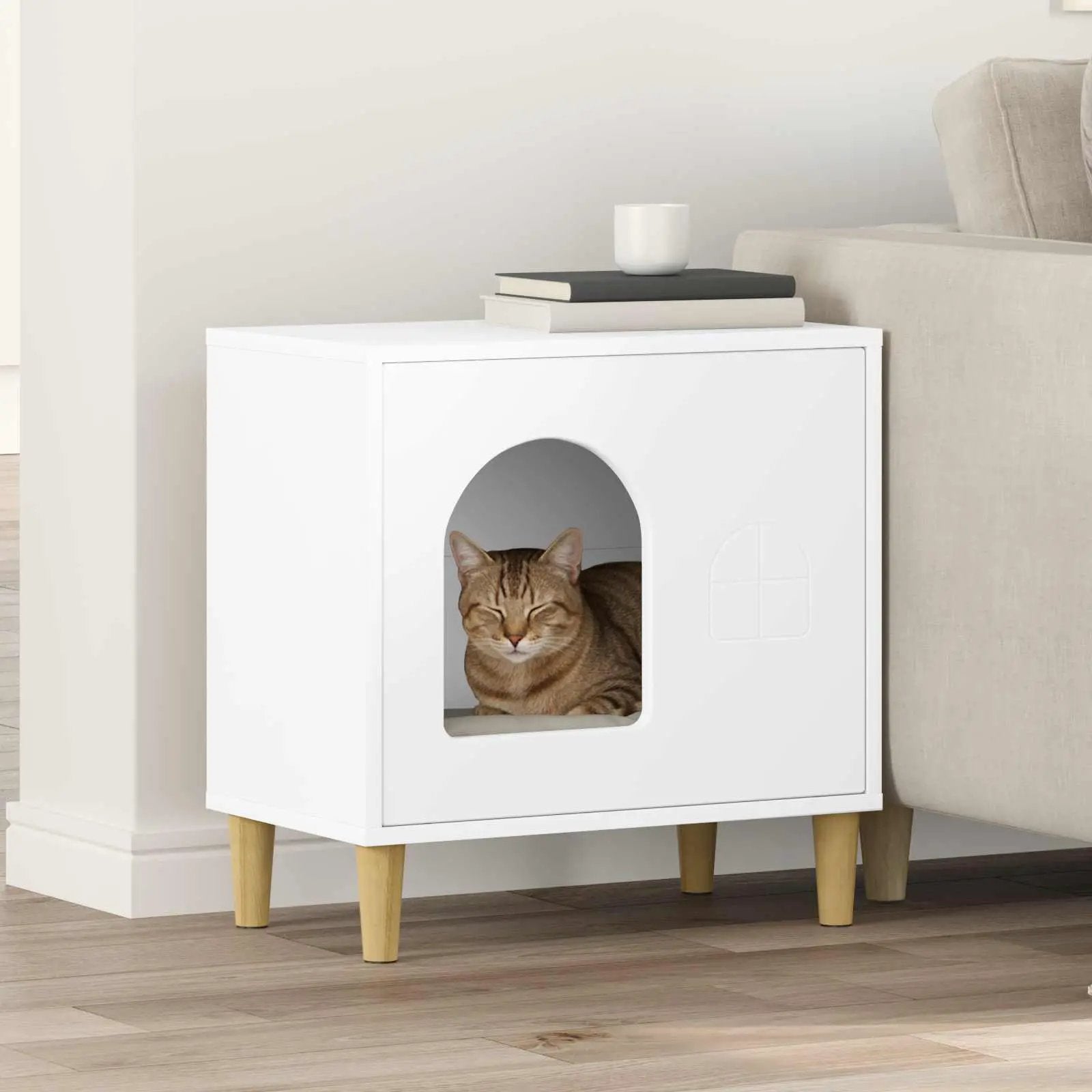 vidaXL vidaXL Cat House White 51 x 30 x 52 cm Engineered Wood - Cat House