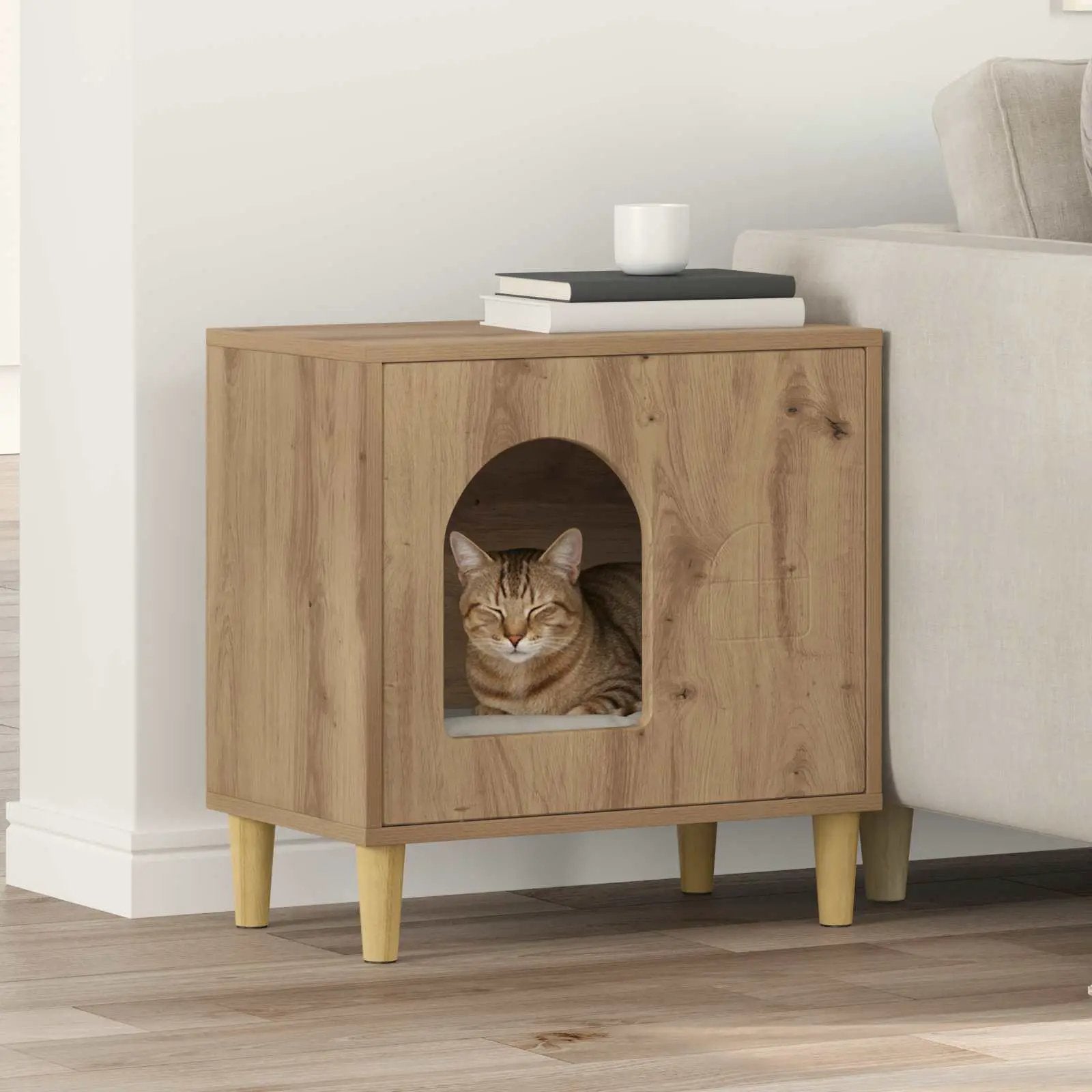 vidaXL vidaXL Cat House White 51 x 30 x 52 cm Engineered Wood - Cat House