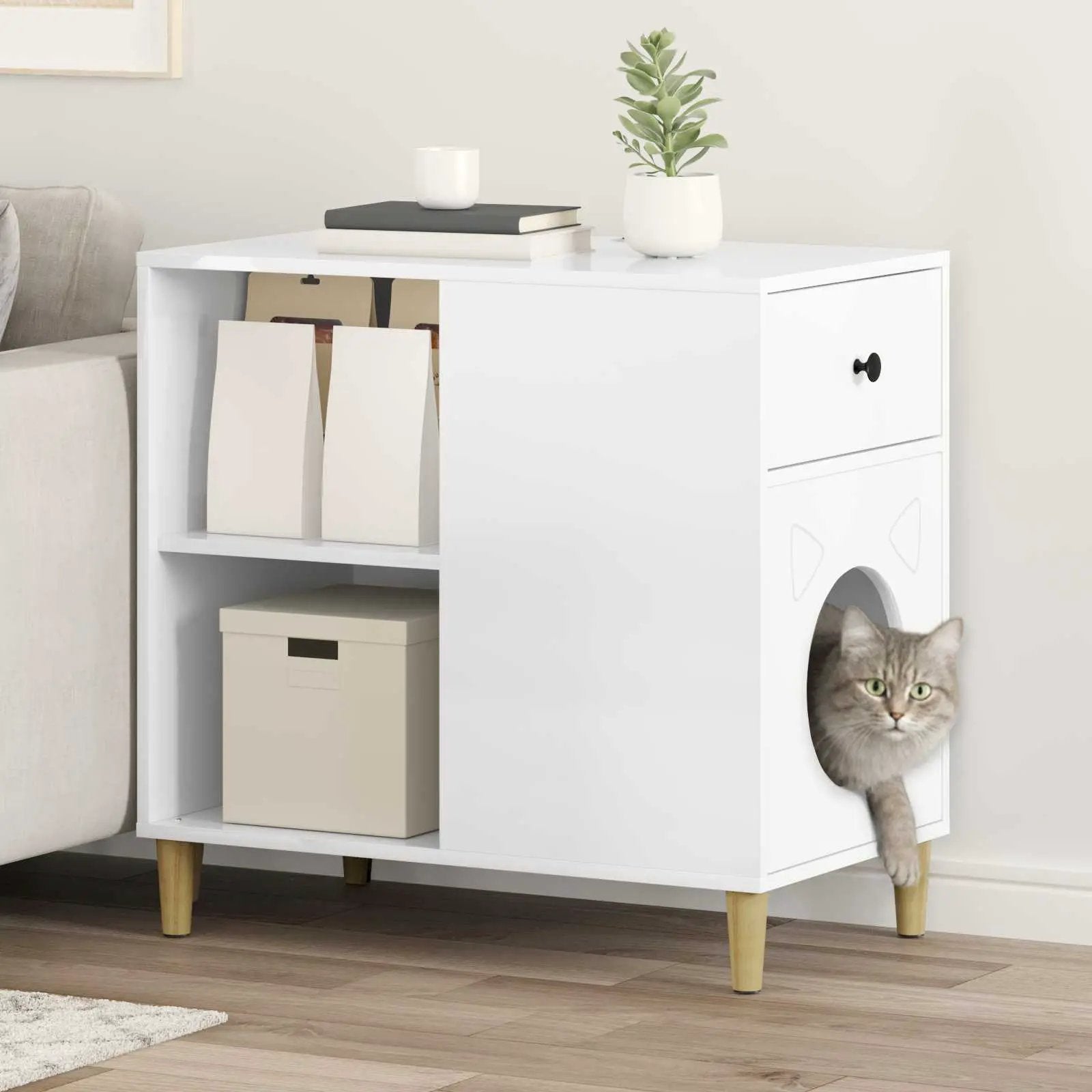 vidaXL vidaXL Cat House White 72 x 42.5 x 70 cm Engineered Wood - Cat House