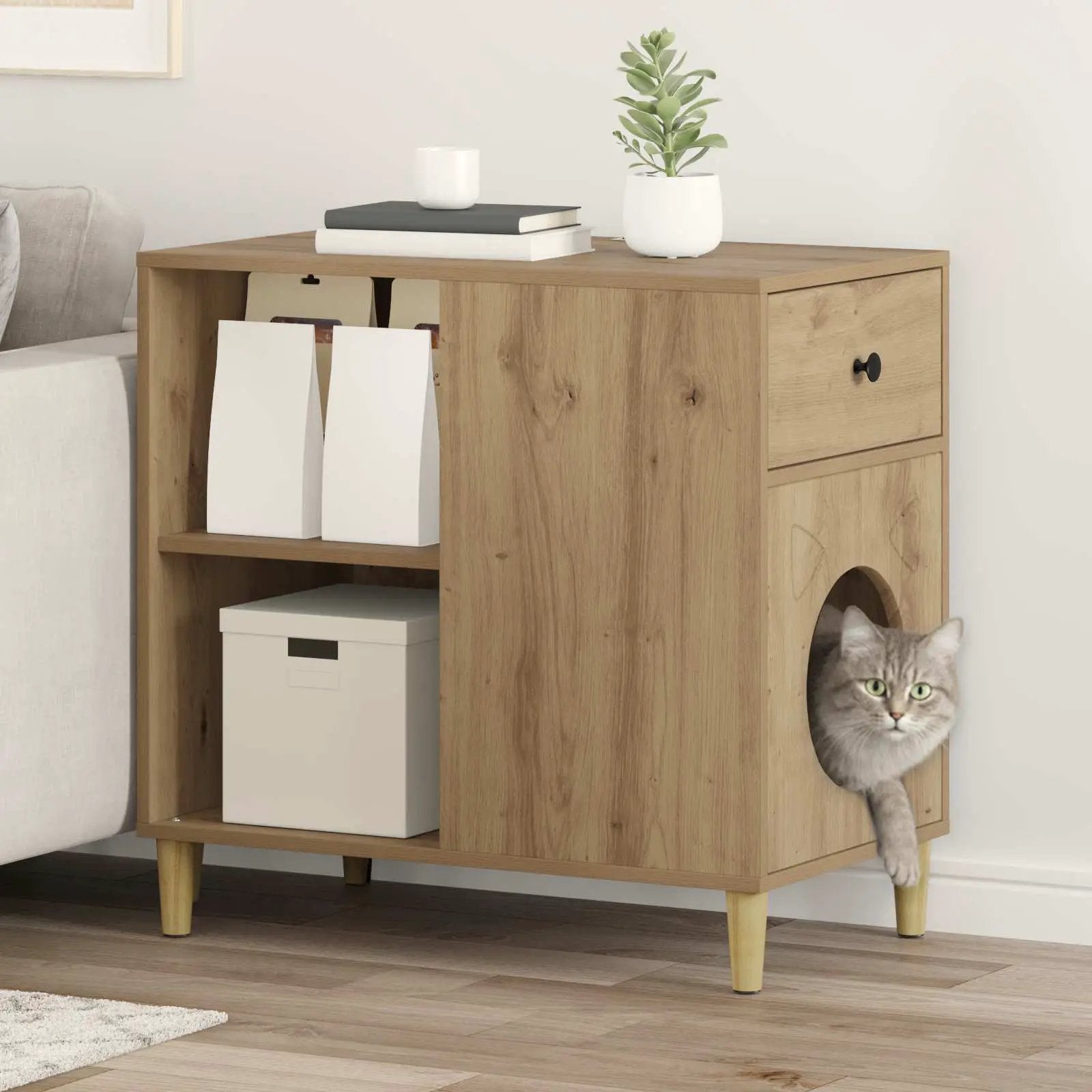 vidaXL vidaXL Cat House White 72 x 42.5 x 70 cm Engineered Wood - Cat House