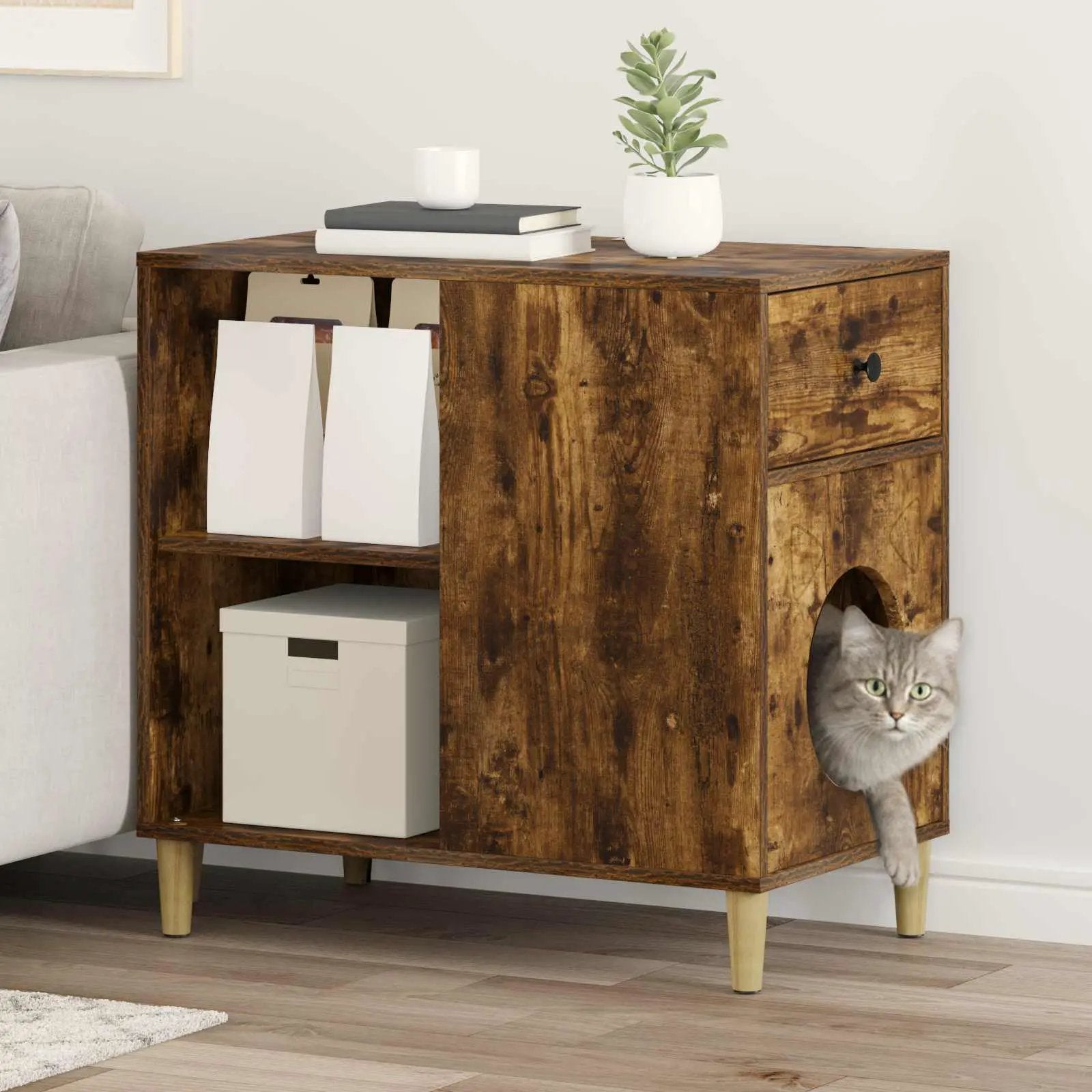 vidaXL vidaXL Cat House White 72 x 42.5 x 70 cm Engineered Wood - Cat House