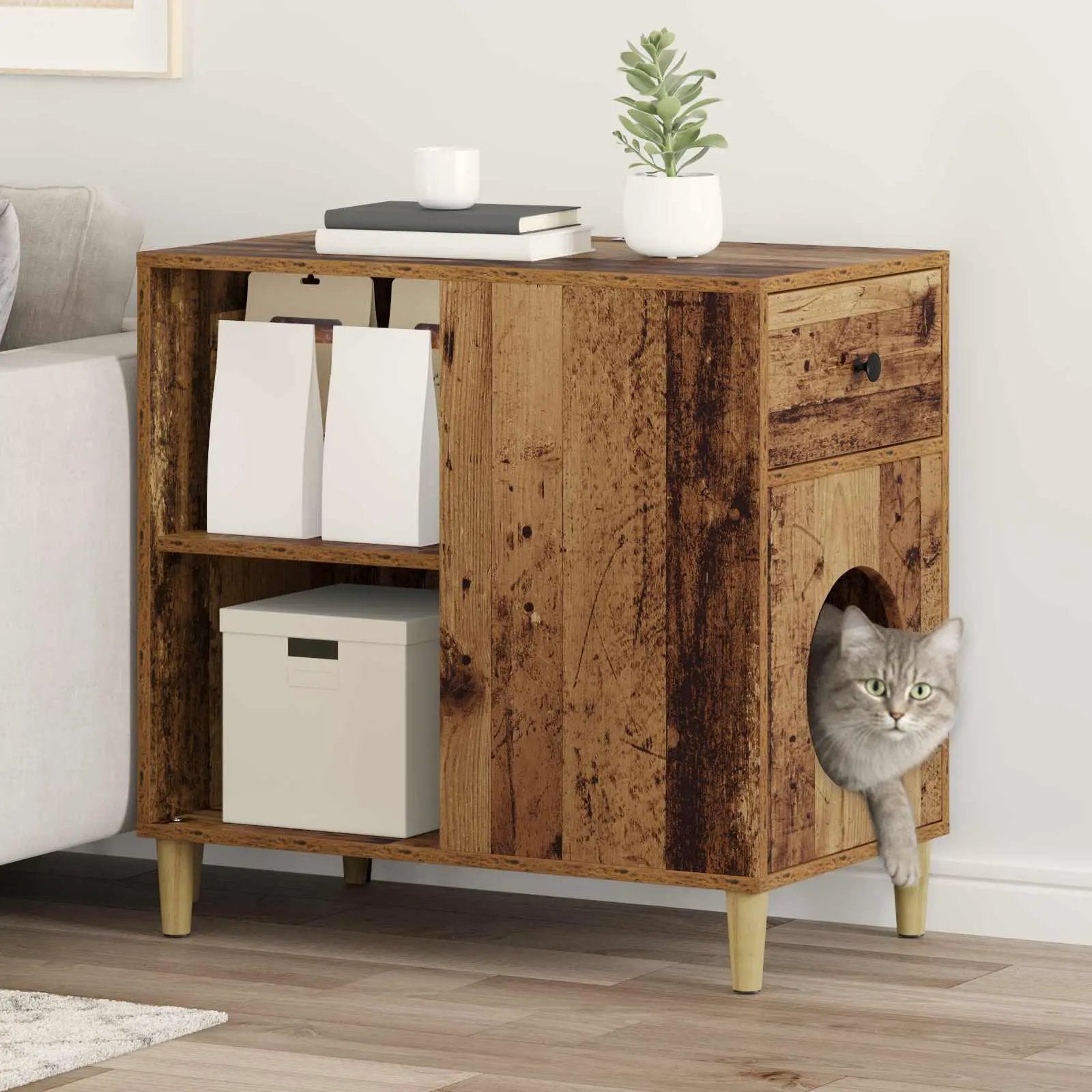 vidaXL vidaXL Cat House White 72 x 42.5 x 70 cm Engineered Wood - Cat House
