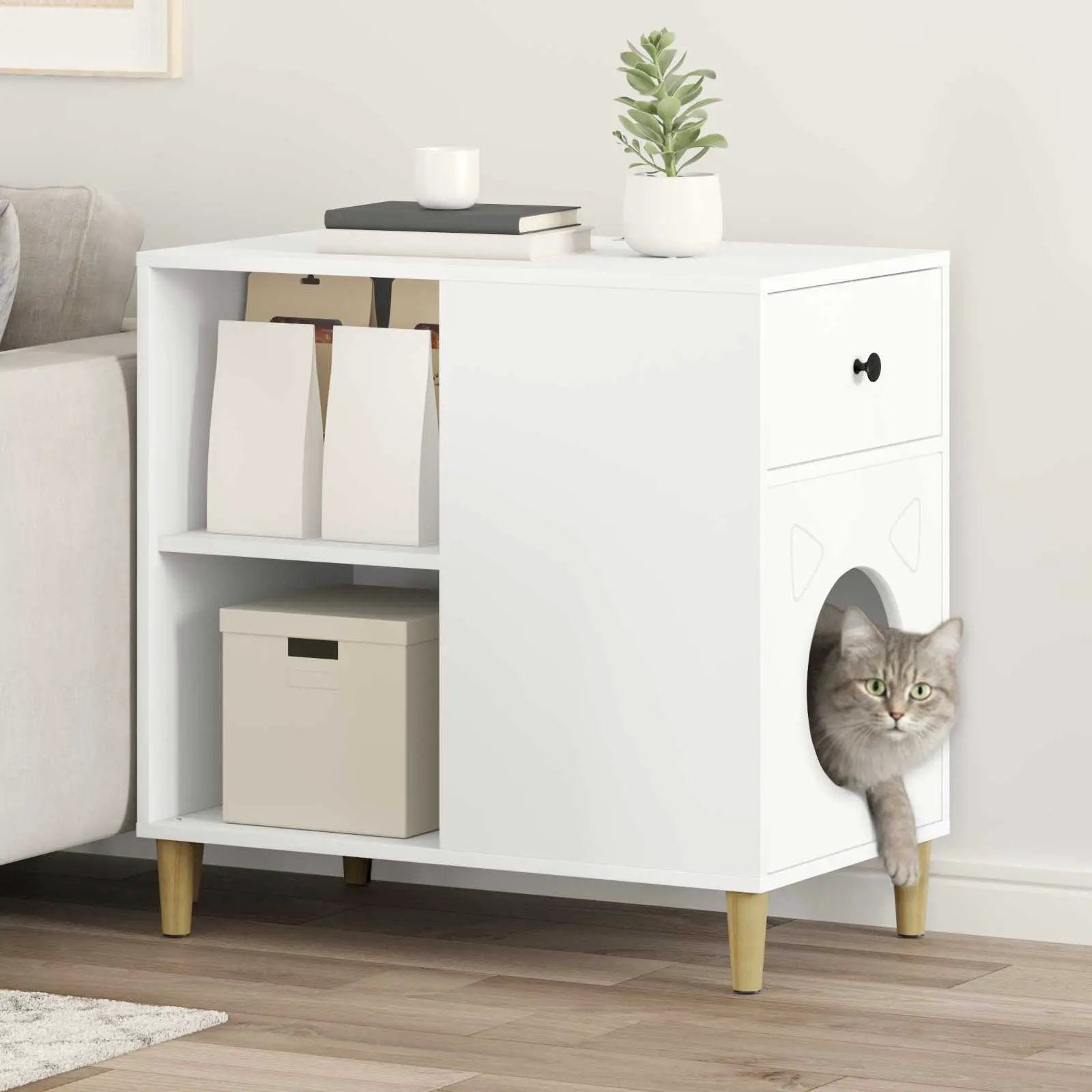 vidaXL vidaXL Cat House White 72 x 42.5 x 70 cm Engineered Wood - Cat House