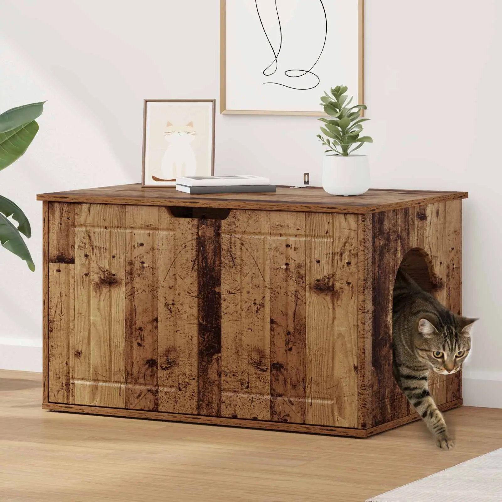 vidaXL vidaXL Cat House White 85 x 55 x 50.5 cm Engineered Wood - Cat House