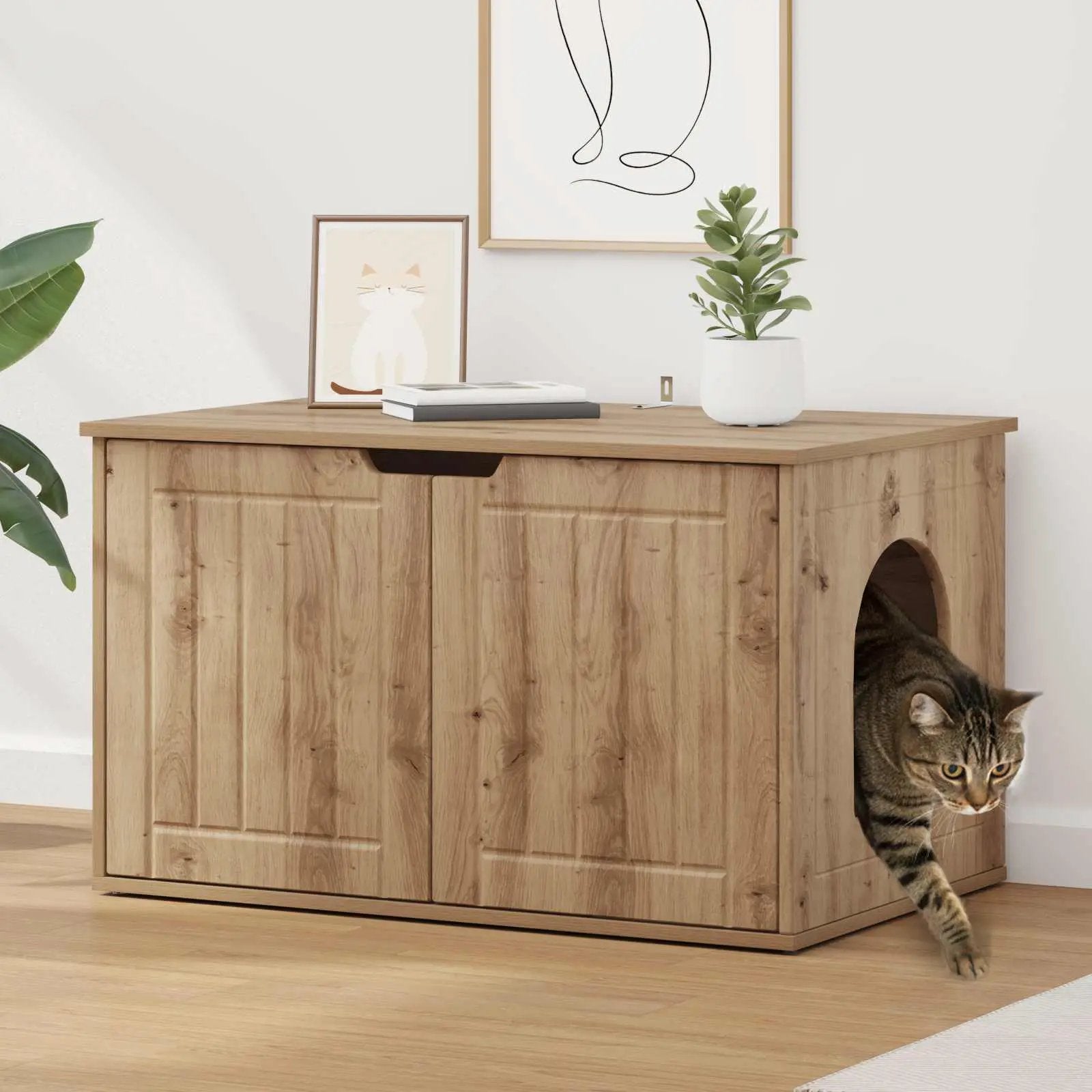 vidaXL vidaXL Cat House White 85 x 55 x 50.5 cm Engineered Wood - Cat House