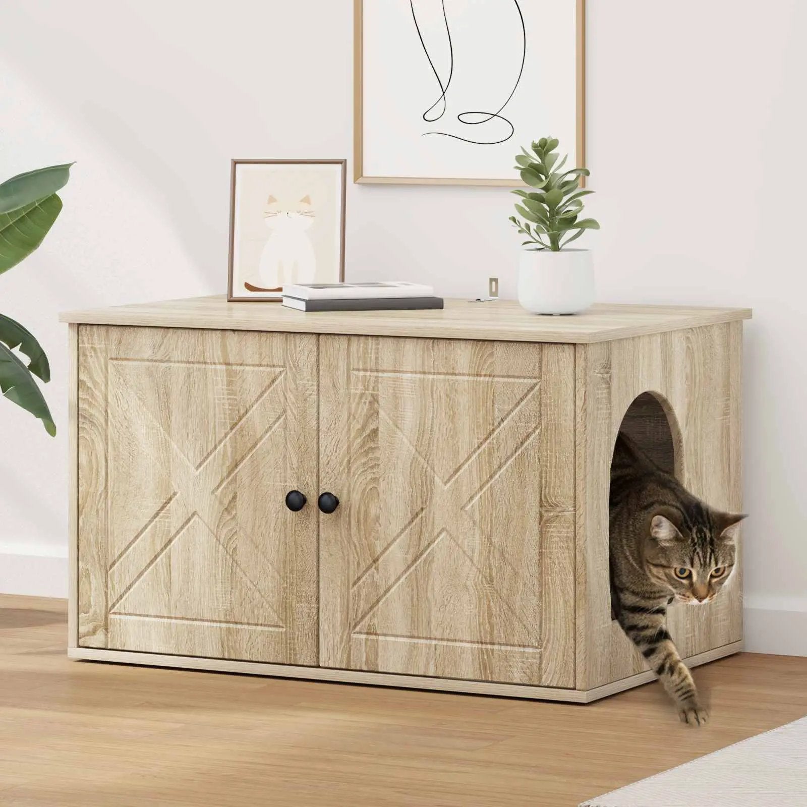 vidaXL vidaXL Cat House White 85 x 55 x 50.5 cm Engineered Wood - Cat House
