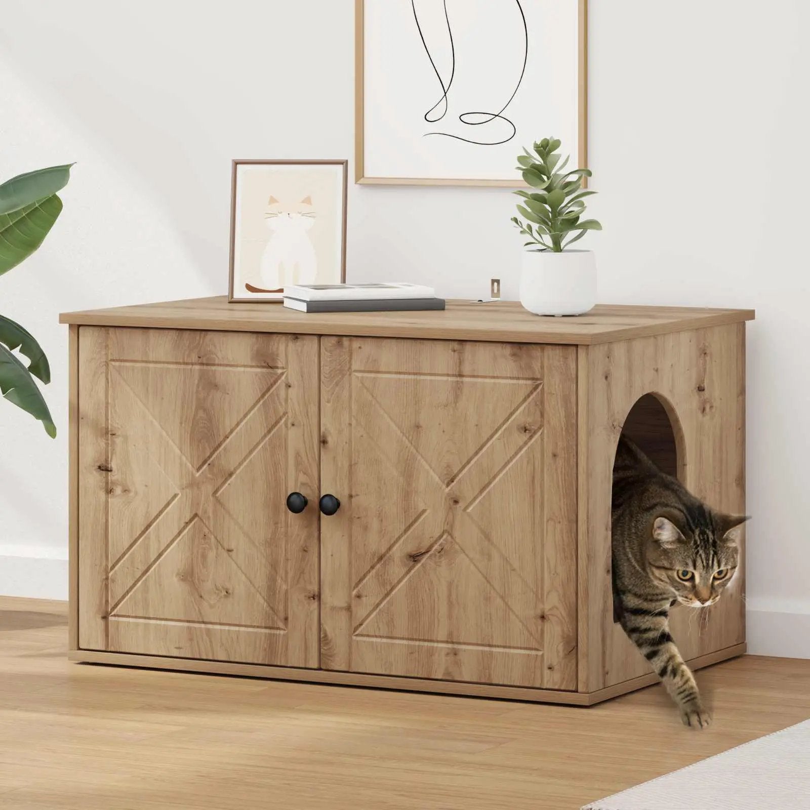 vidaXL vidaXL Cat House White 85 x 55 x 50.5 cm Engineered Wood - Cat House
