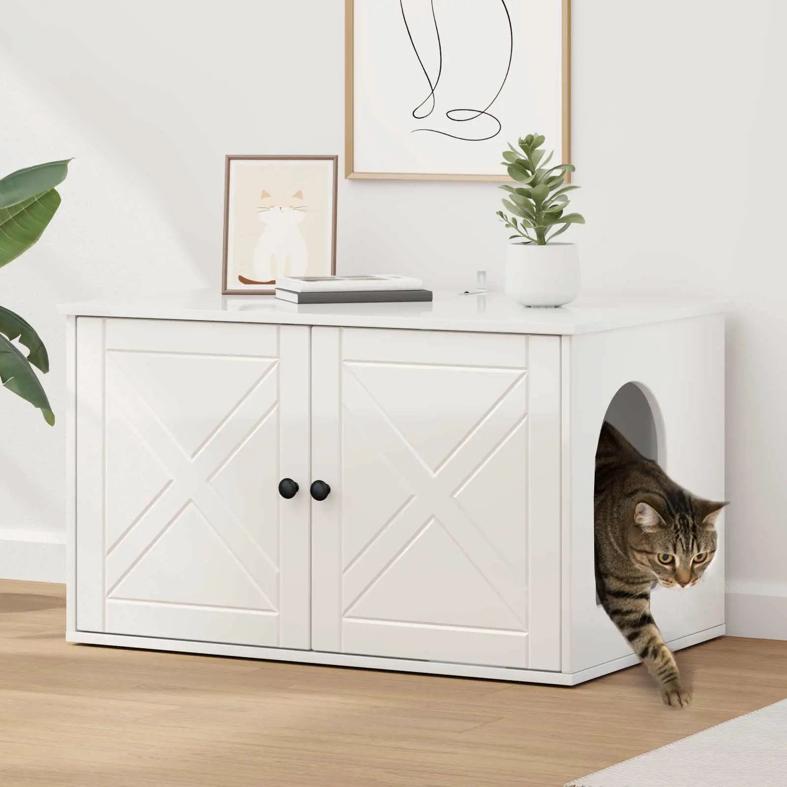 vidaXL vidaXL Cat House White 85 x 55 x 50.5 cm Engineered Wood - Cat House