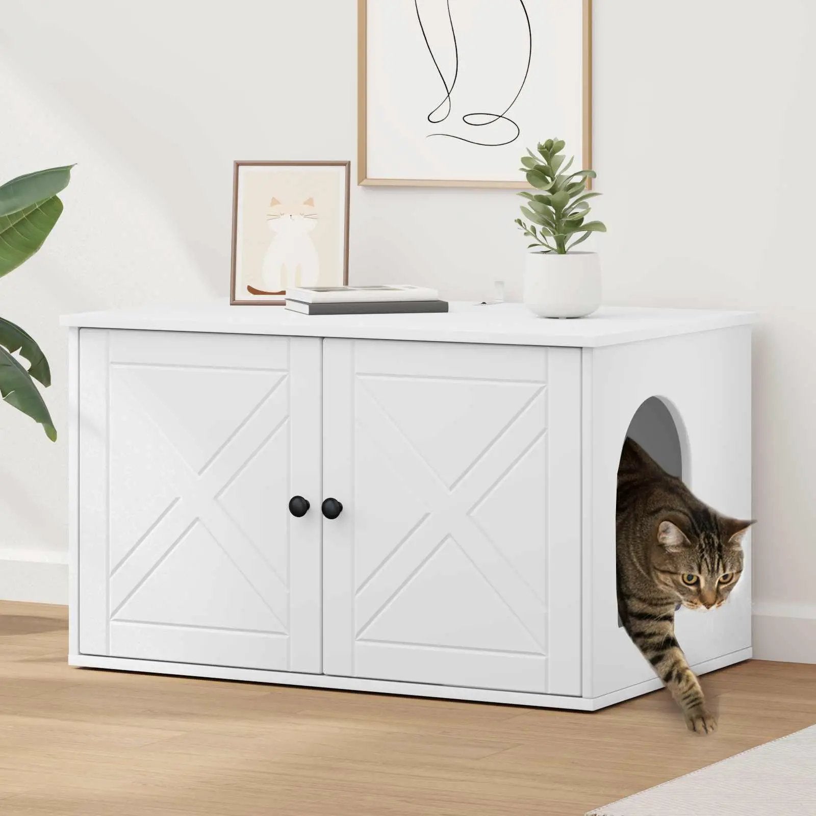 vidaXL vidaXL Cat House White 85 x 55 x 50.5 cm Engineered Wood - Cat House