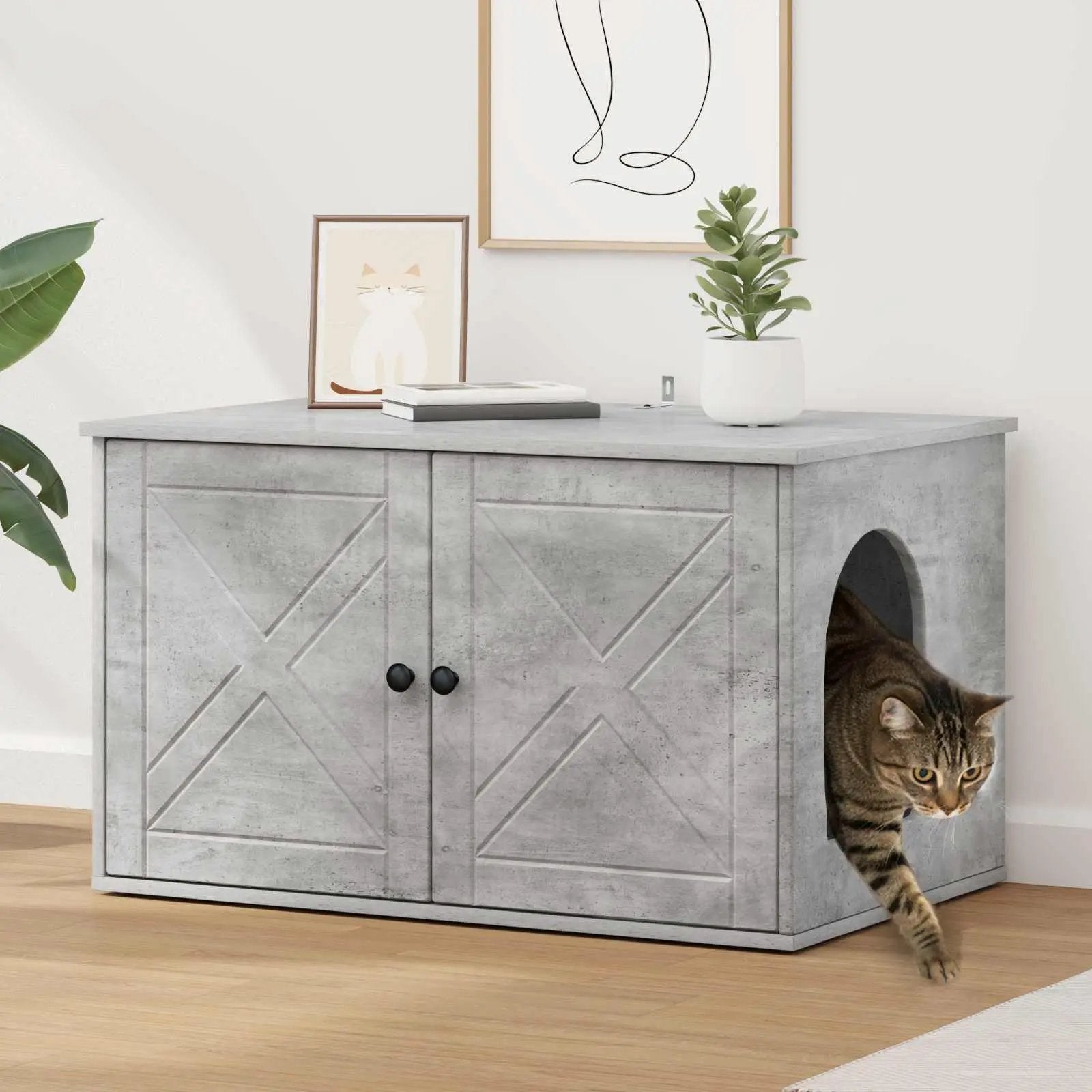 vidaXL vidaXL Cat House White 85 x 55 x 50.5 cm Engineered Wood - Cat House