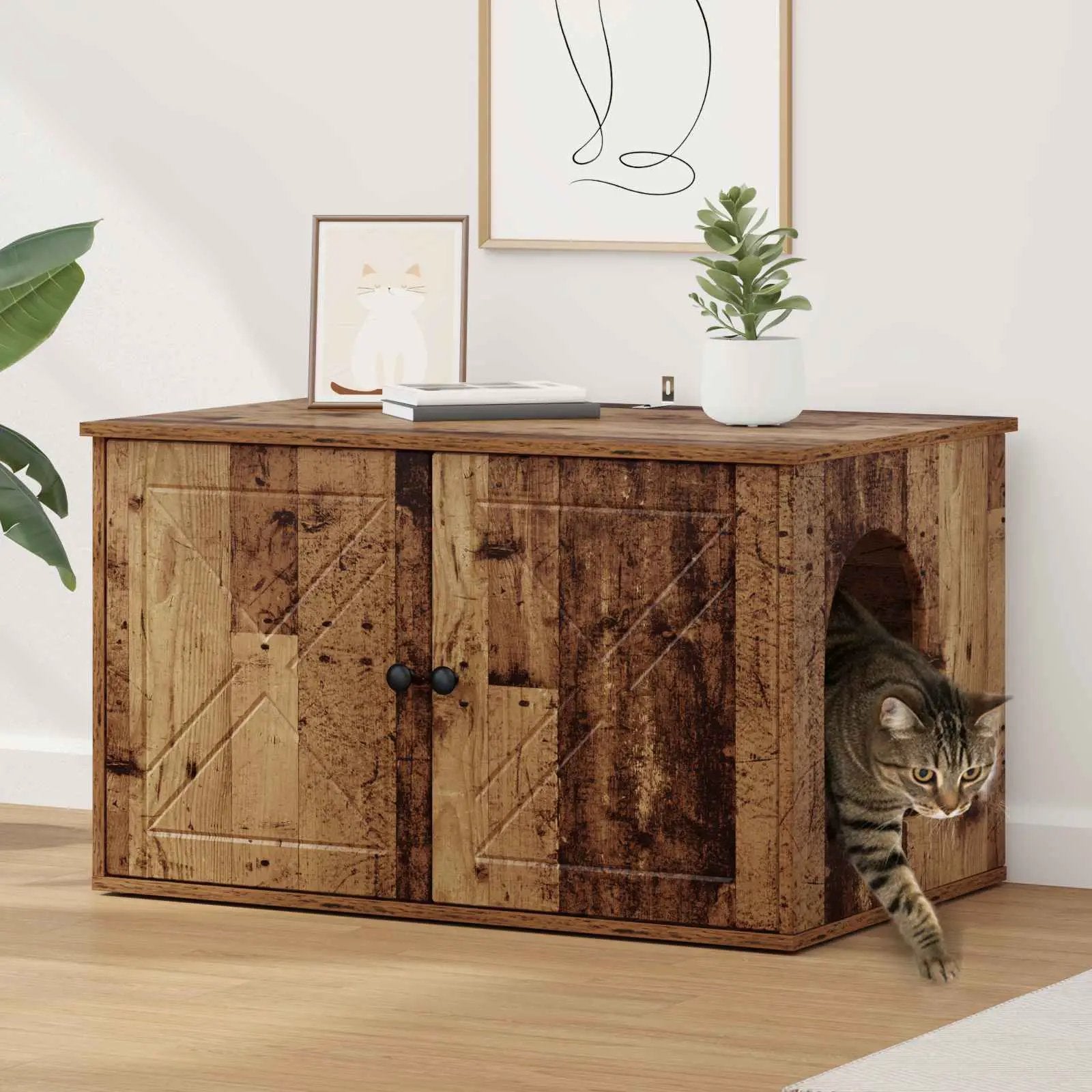 vidaXL vidaXL Cat House White 85 x 55 x 50.5 cm Engineered Wood - Cat House