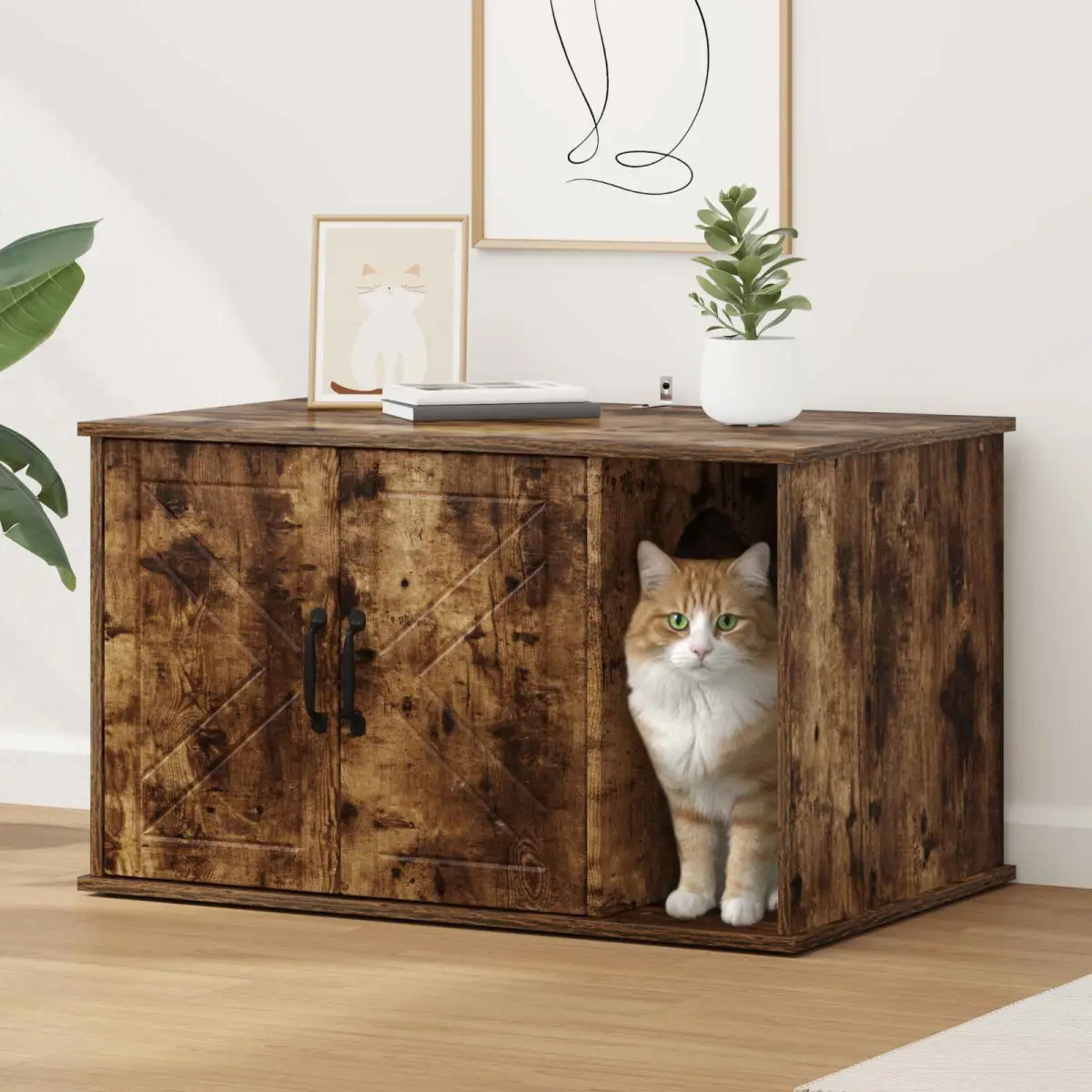vidaXL vidaXL Cat House White 85 x 55 x 50 cm Engineered Wood - Cat House