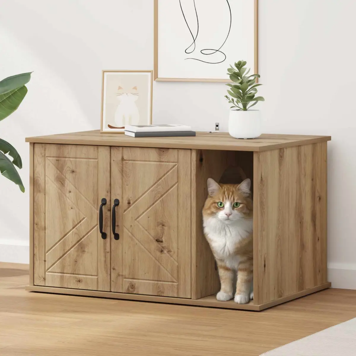 vidaXL vidaXL Cat House White 85 x 55 x 50 cm Engineered Wood - Cat House
