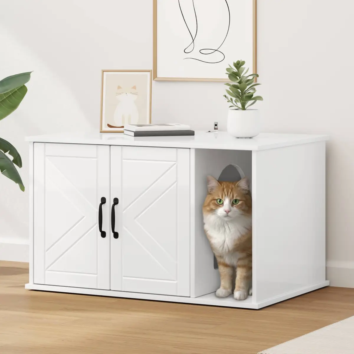 vidaXL vidaXL Cat House White 85 x 55 x 50 cm Engineered Wood - Cat House