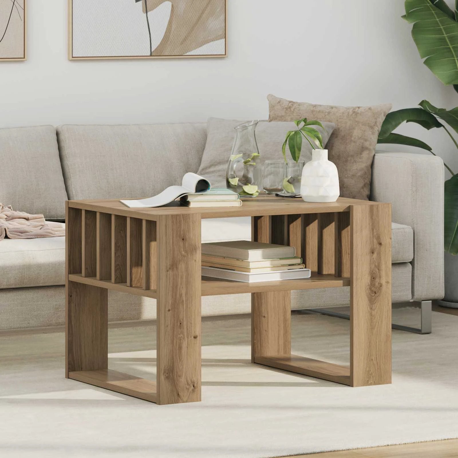 vidaXL vidaXL Coffee Table 92x49.5x45 cm Engineered Wood Open Shelf Durable Rustic Finish For Living Room Decor - Coffee Table
