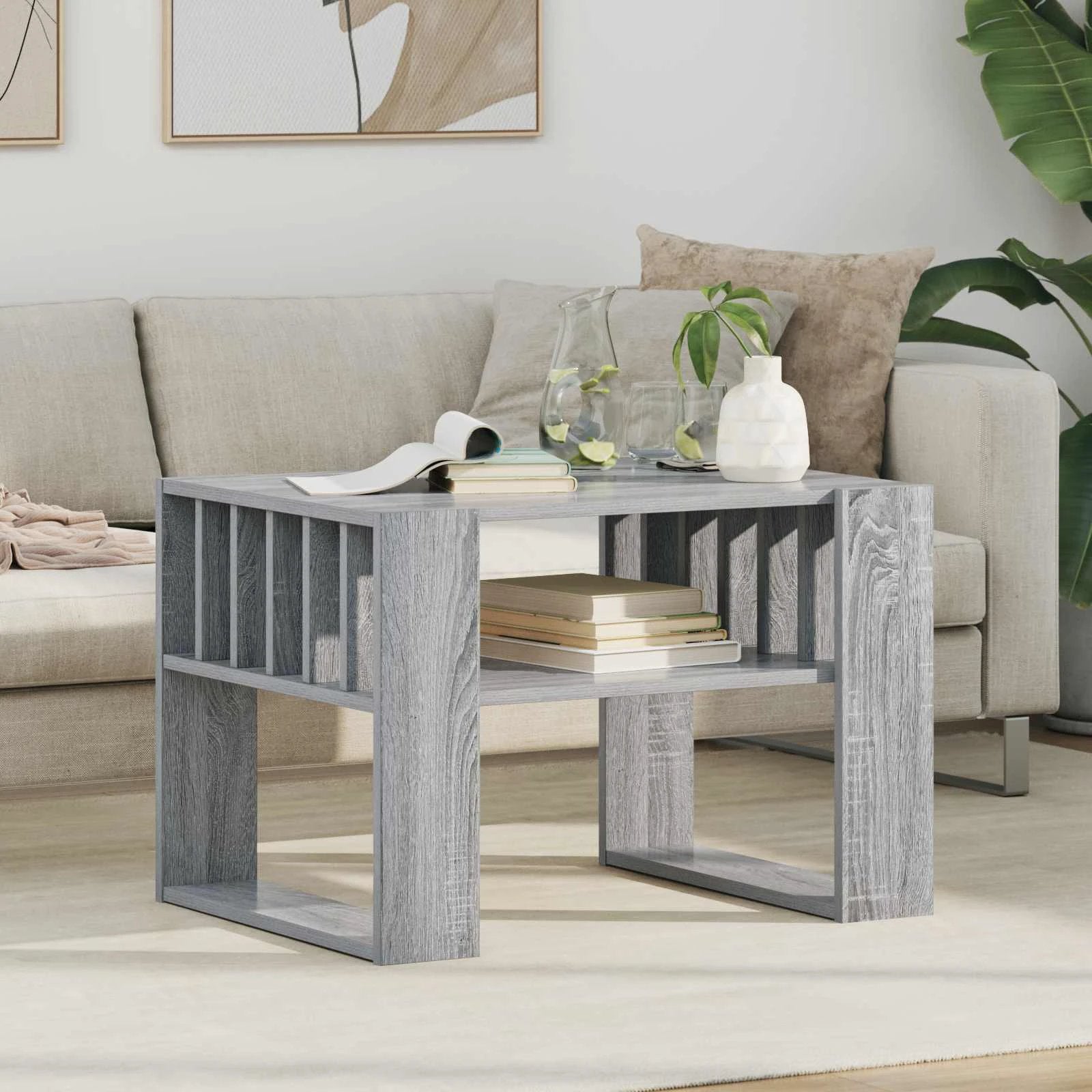 vidaXL vidaXL Coffee Table 92x49.5x45 cm Engineered Wood Open Shelf Durable Rustic Finish For Living Room Decor - Coffee Table