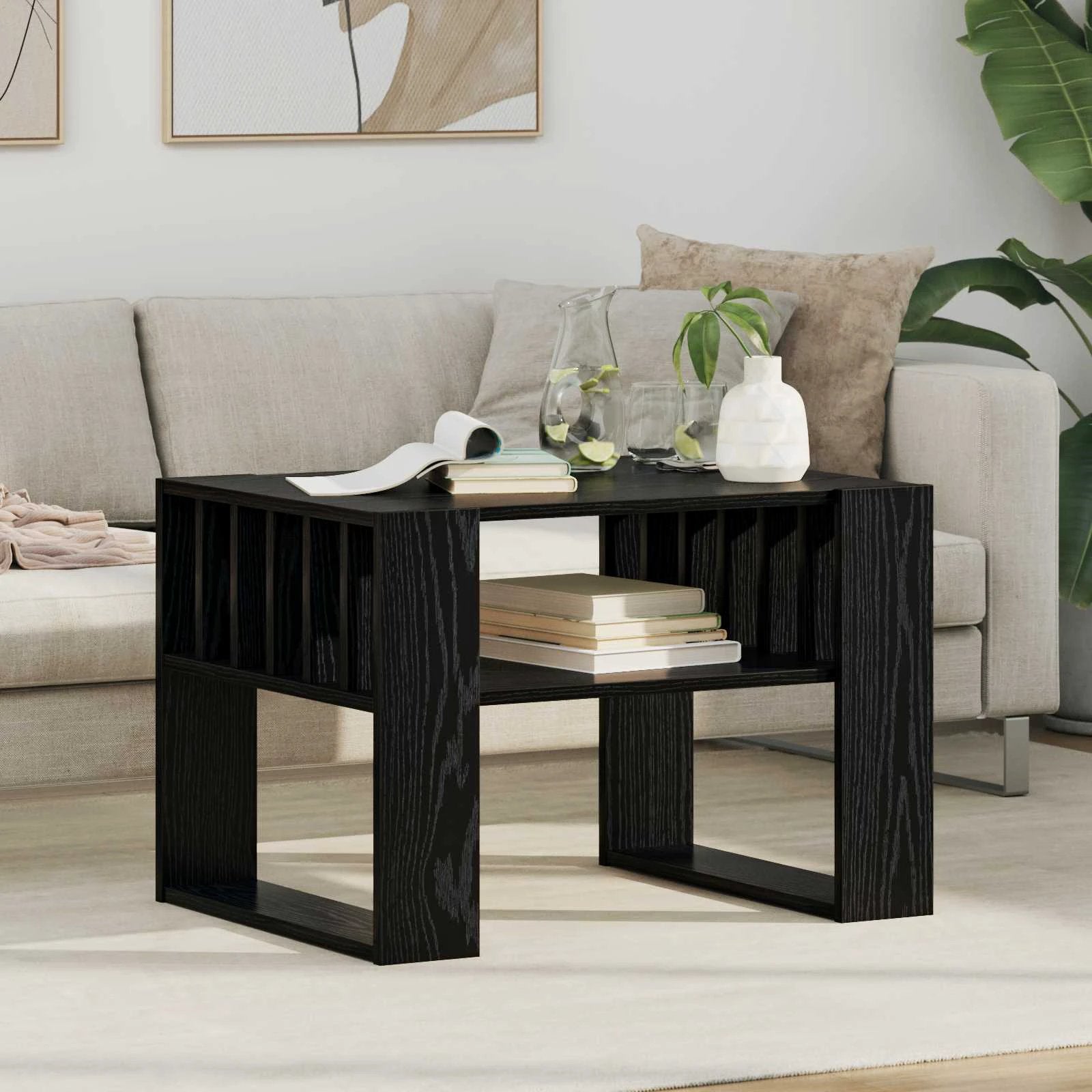 vidaXL vidaXL Coffee Table 92x49.5x45 cm Engineered Wood Open Shelf Durable Rustic Finish For Living Room Decor - Coffee Table