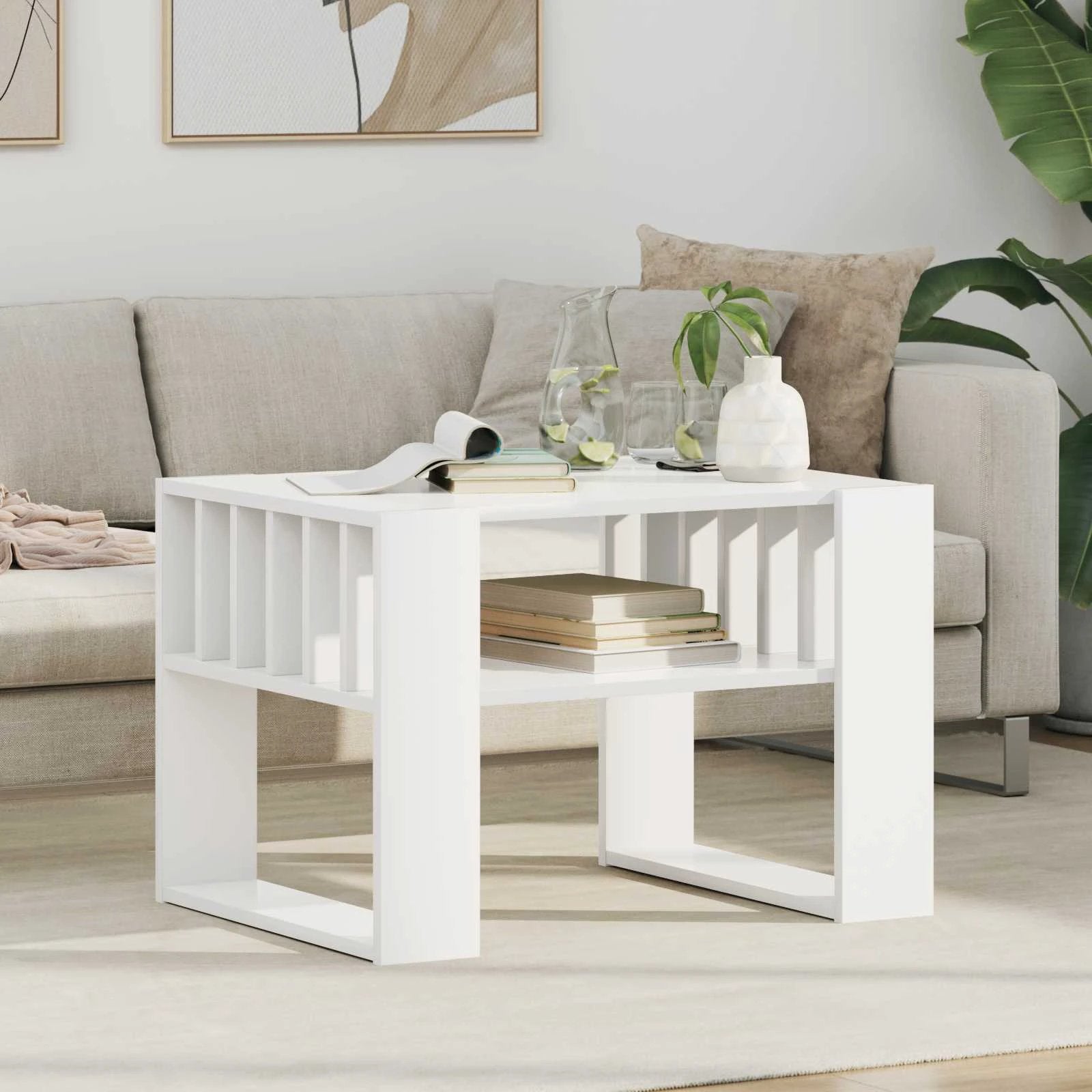 vidaXL Coffee Table 92x49.5x45 cm Engineered Wood Open Shelf Durable Rustic Finish For Living Room Decor by vidaXL