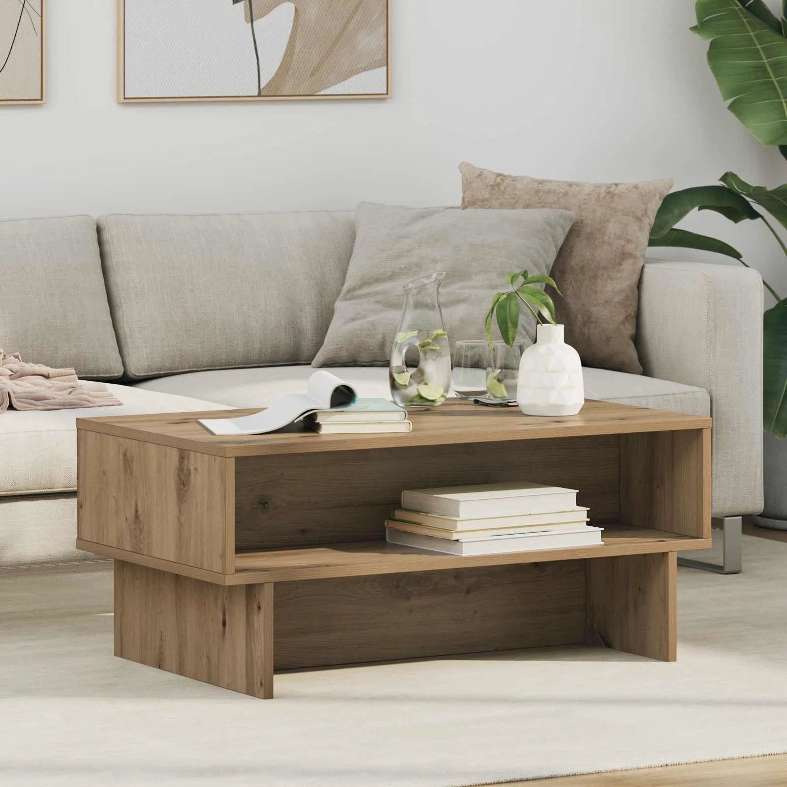 VidaXL Coffee Table 80x46x35cm White Wooden Home by vidaXL