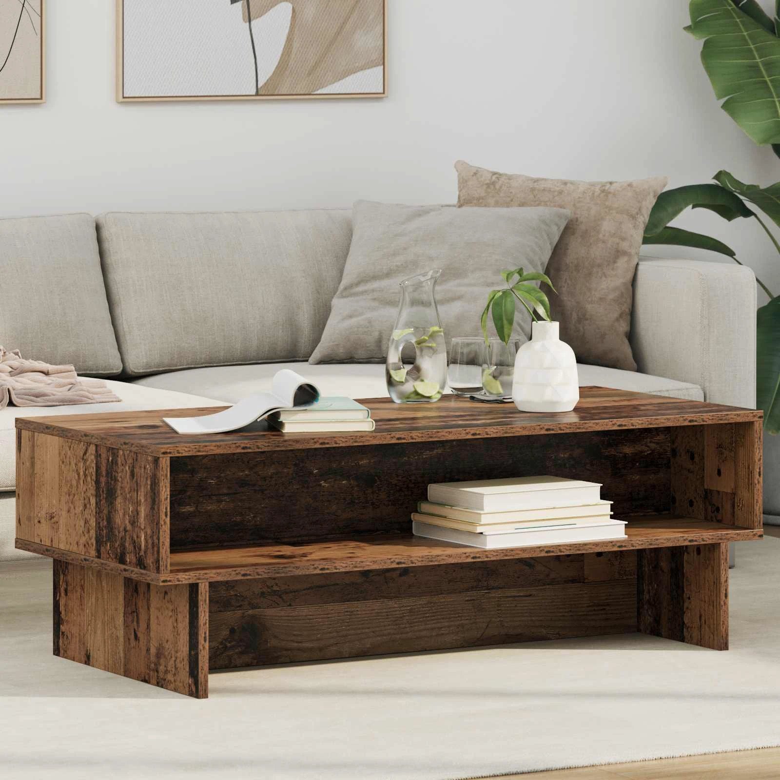 VidaXL Coffee Table 80x46x35cm White Wooden Home by vidaXL