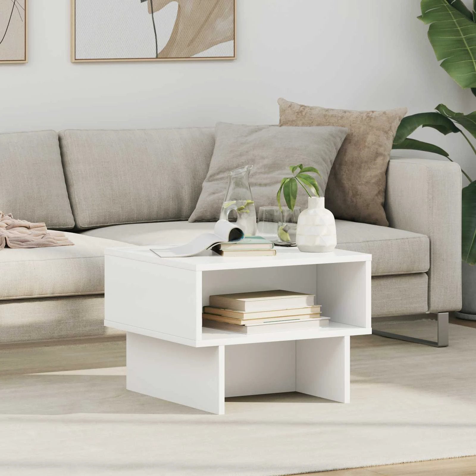 VidaXL Coffee Table 80x46x35cm White Wooden Home by vidaXL